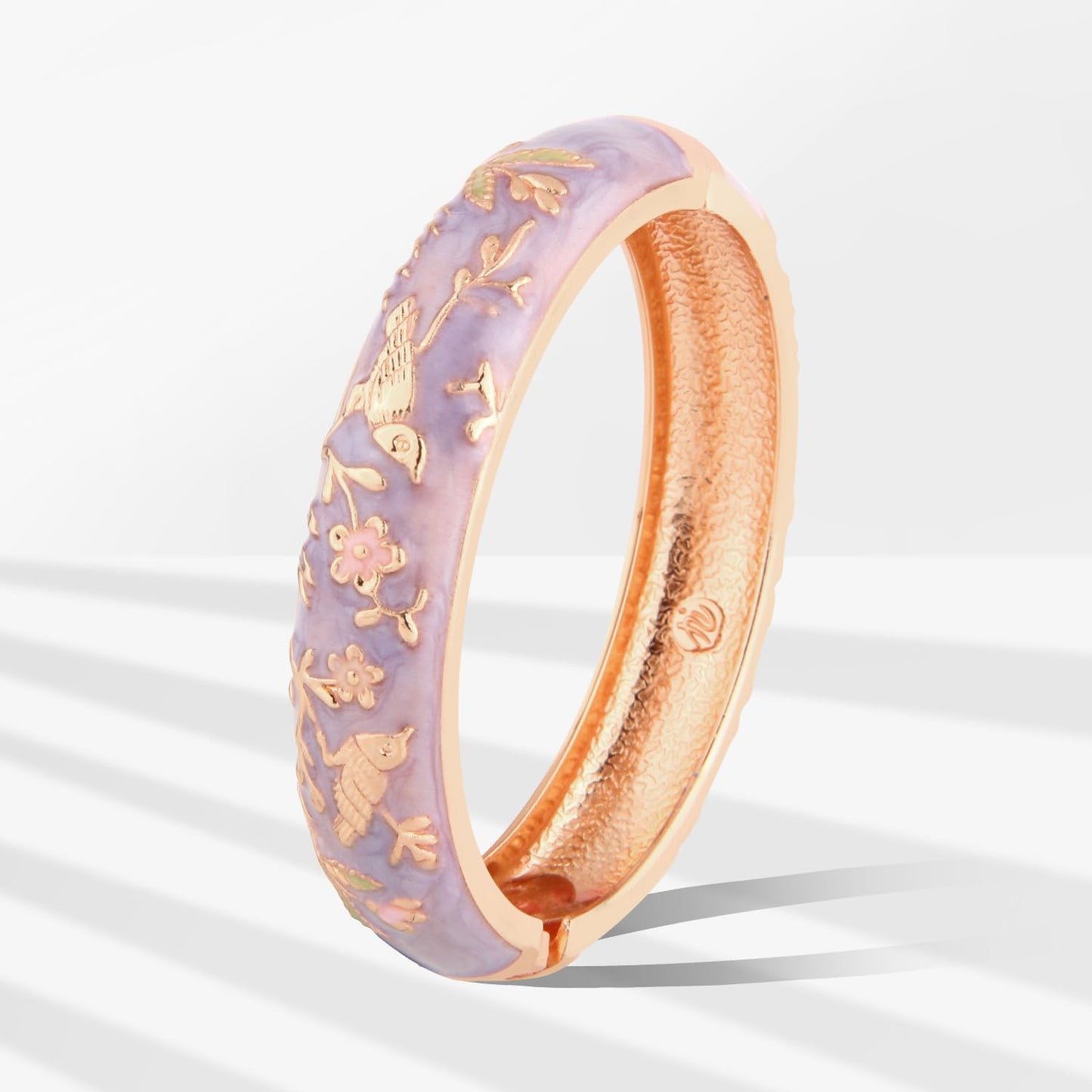 UJOY Colors Handcraft Jewelry Cloisonne Bracelet Enamel Bird Spring Hinged Womens Bangles Gifts Box 55C49 Purple