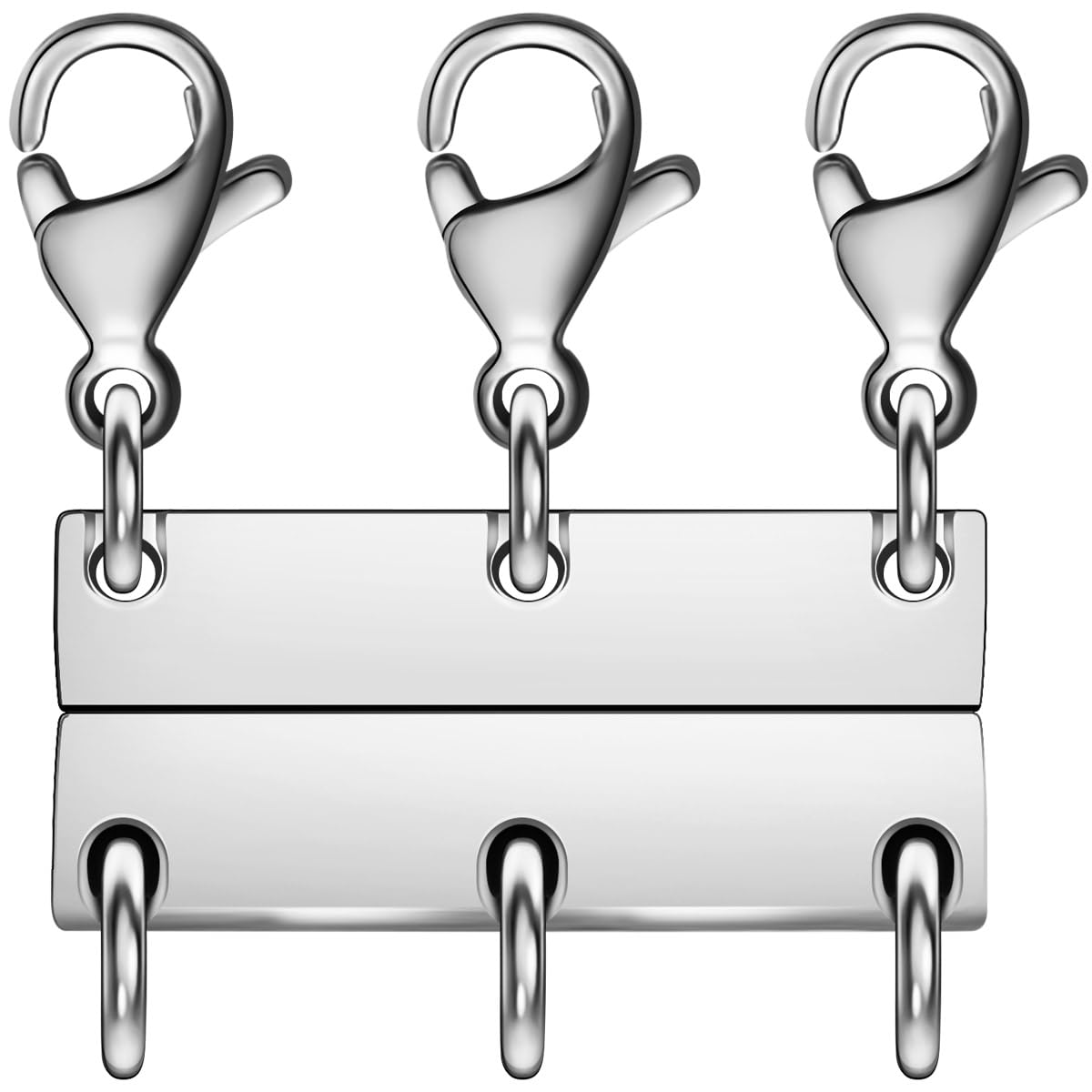 Layering Magnetic Necklace Clasps, Multiple Necklace Clasp,Necklace Clasps for Layered Look，Stainless Steel Chain Link Clasps for Necklaces and Bracelets, Silver, Gold (3 Silver A)
