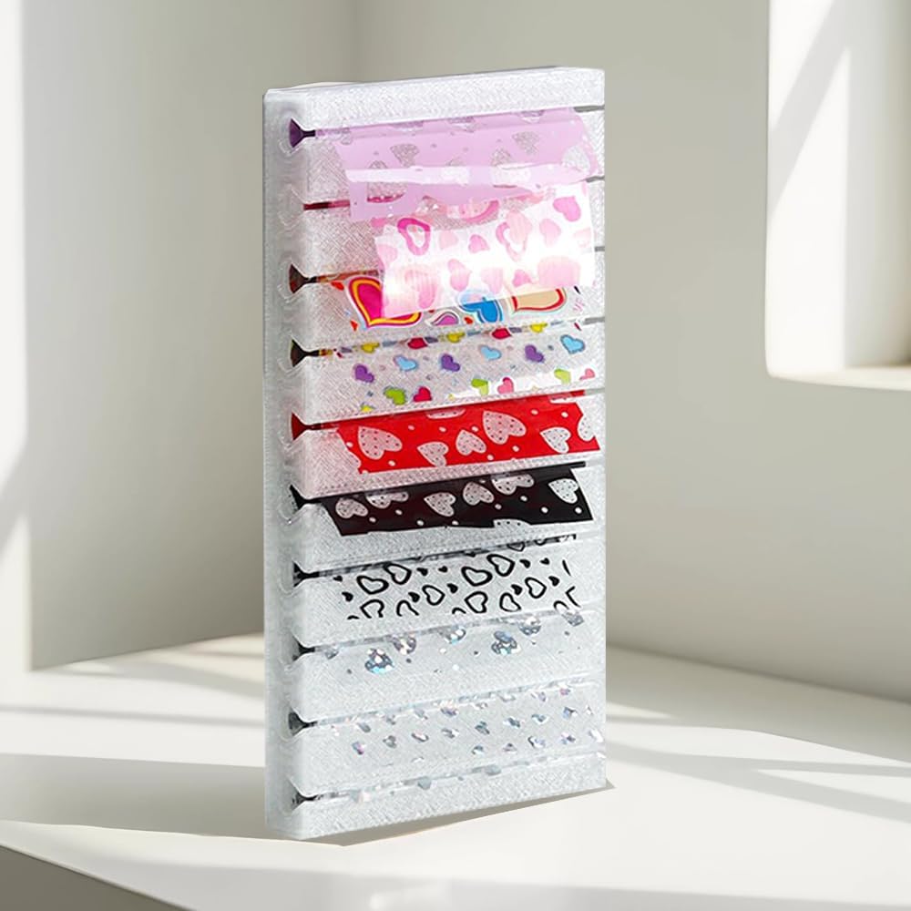 5PCS Nail Art Transfer Foil Storage Box, Pull-and-Cut Nail Foil Decals Organizers with Rolling Tool, Professional Dust-Proof Manicure Tool Container for DIY & Salon Use