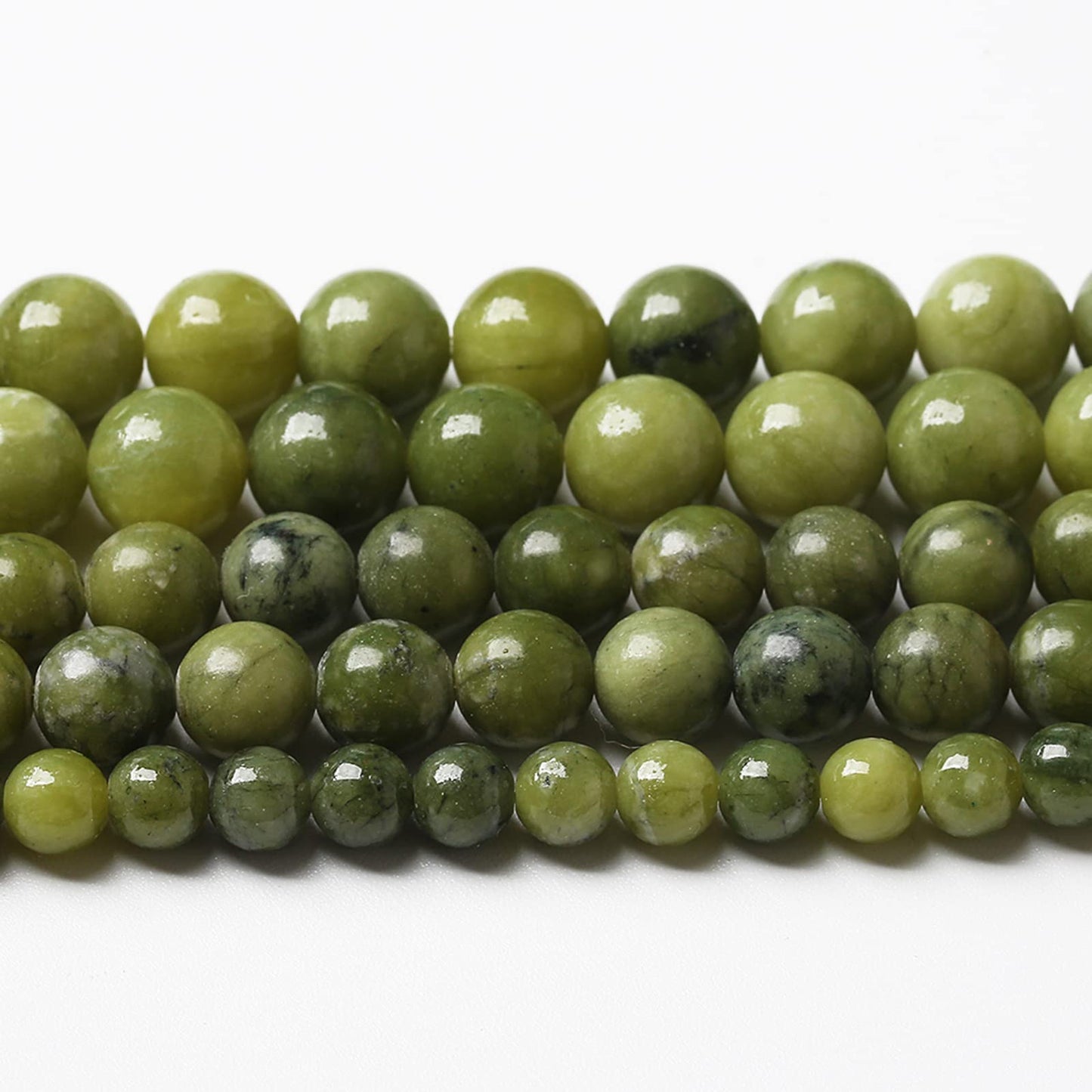 Natural Chinese Green Jade Beads Gemstone Round Loose Beads for Jewelry Making DIY Bracelet Necklace 8mm 45pcs 15" Inch