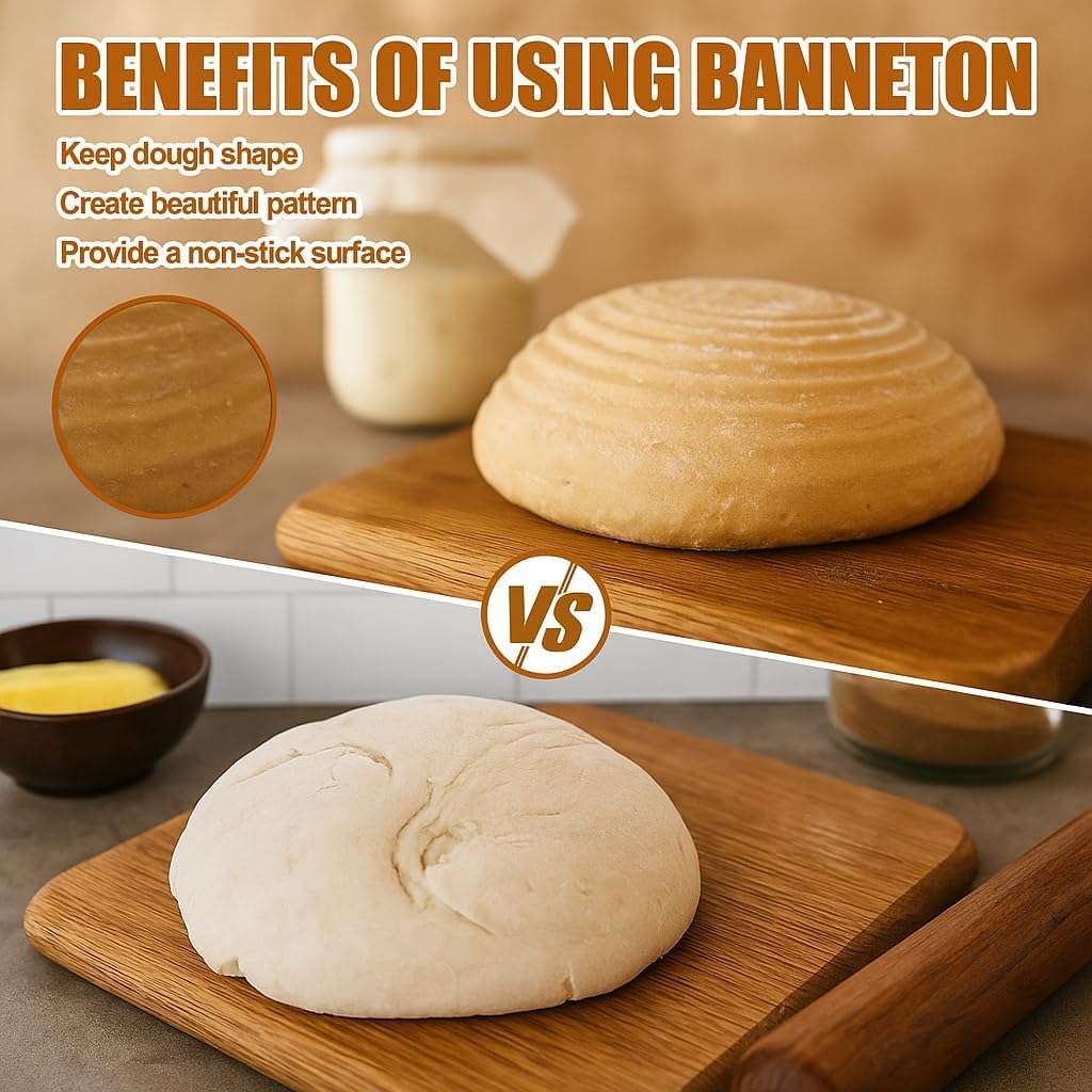 Proofing Baskets for Sourdough Bread Baking, 2 Pack Banneton Bread Proofing Basket 9 inch Round Proofing Bowls for Sourdough Bread with Liner Making Baking Fermentation Tools Supplies
