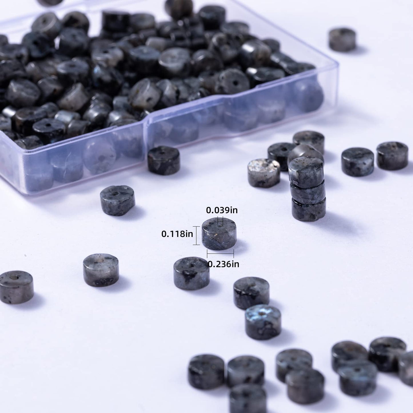 Natural Black Spectrolite Stone Spacer Beads 6x3mm 38cm/str Flat Round Loose Semi Gemstone Caps for Making Bracelets Necklace