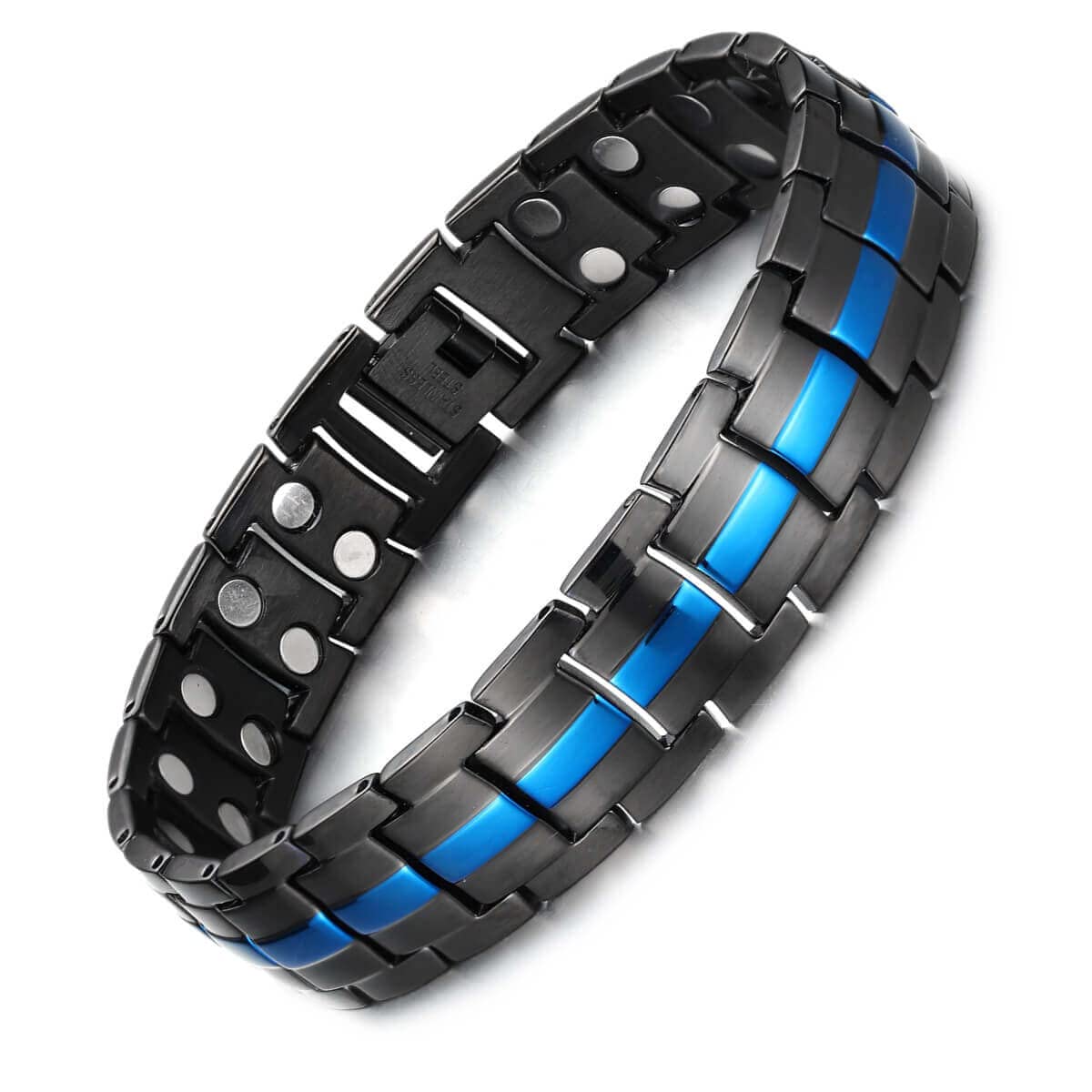 MagEnergy Magnetic Bracelets for Men, Titanium Steel Magnetic Bracelet with Double Row magnets, 9.0'' Adjustable Link Bracelet Jewelry Gift (Sizing Tool)
