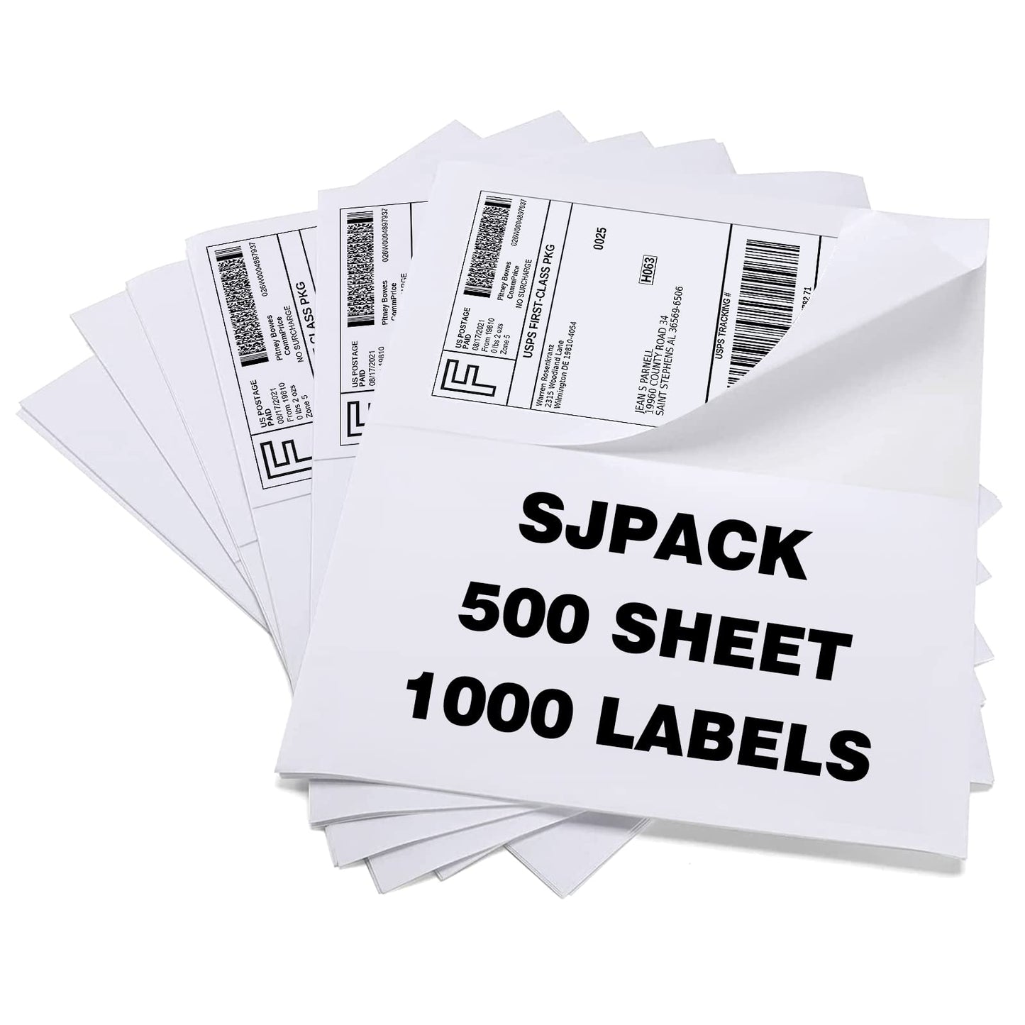 SJPACK 1000 Half Sheet Self Adhesive Shipping Labels, 8.5" x 5.5" Address Labels for Laser & Inkjet Printers(1000 labels-500 Sheet)