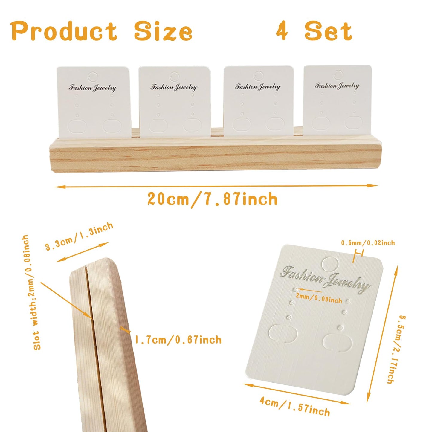 XFJYMXDM 4 Set Jewelry Display Boards Earring Card Holder, Wood Earring Card Holder for Jewelry Show