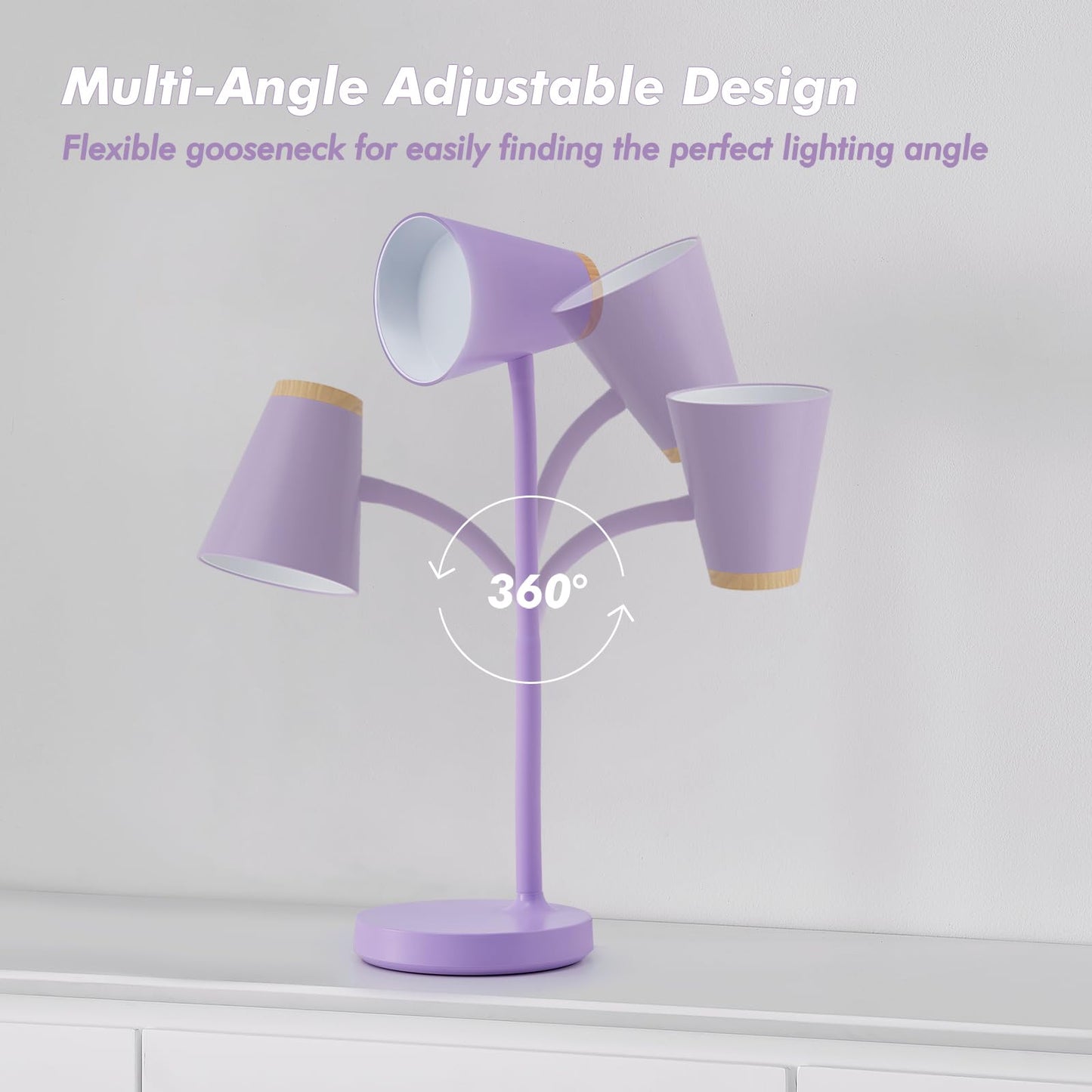 EJIAXIN Desk Lamps for Home Office - Small LED Desk Lamp Touch Dimmable Reading Light for College Dorm Room - Adjustable Flexible Gooseneck Table Lamp for Bedside Bedroom Nightstand Purple