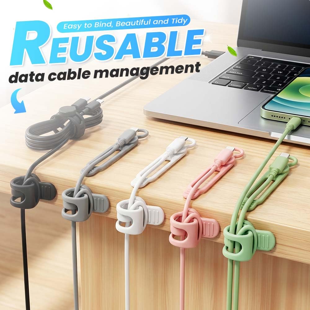 Data Cable Organizer Ties, Silicone Cable Straps Cord Organizer For Bundling Earphone, Charger Wire, Computer Cords, Reusable Cable Ties Wire Organizer In Home,Kitchen (30PCS-B)