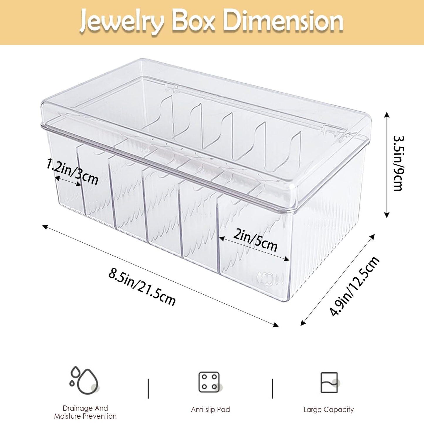 EOREA Acrylic Lash Extension Organizer with Lid, 6 Compartment Lash Cart Storage for Lash Techs, Clear Secure Lid Eyelash Supplies Organizer for Salon & Home Use