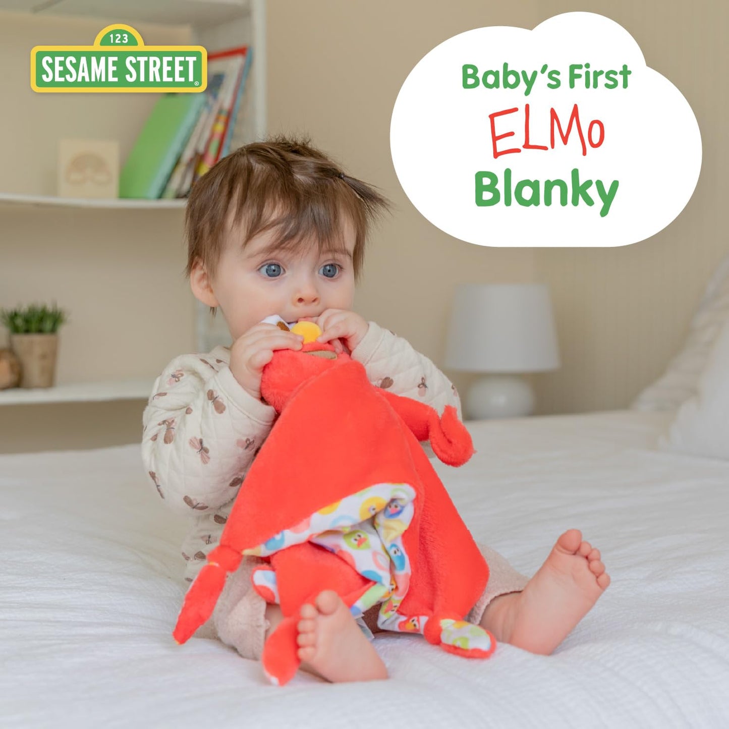 Kids Preferred Sesame Street Elmo Blanky Made of Soft Material with Knotted Corners and Pacifer Loop for Babies and Infants