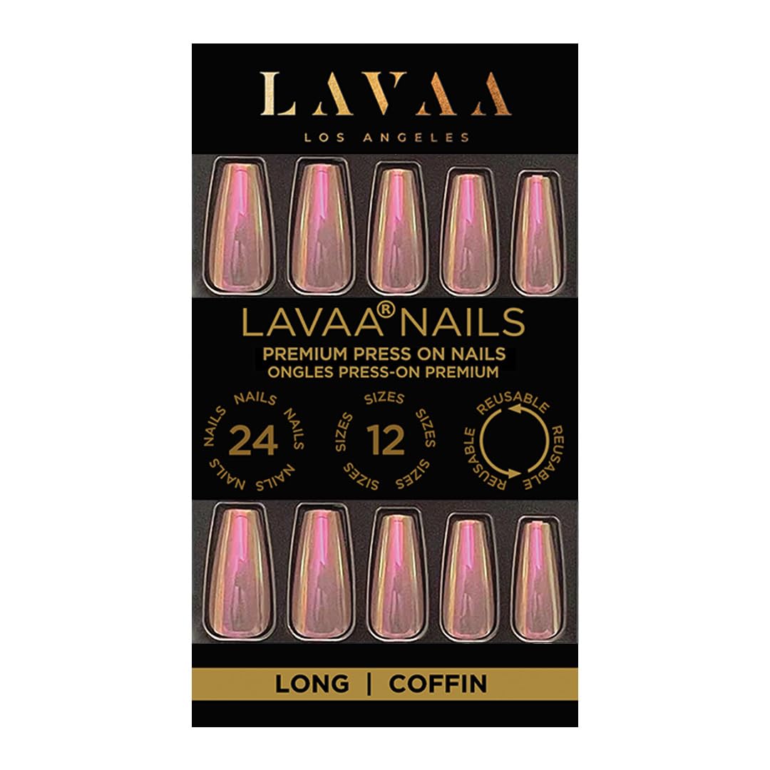 TEAL CHROME Press-On Nails by Lavaa Beauty | Long Coffin | Chrome Teal/Purple Coffin Nails