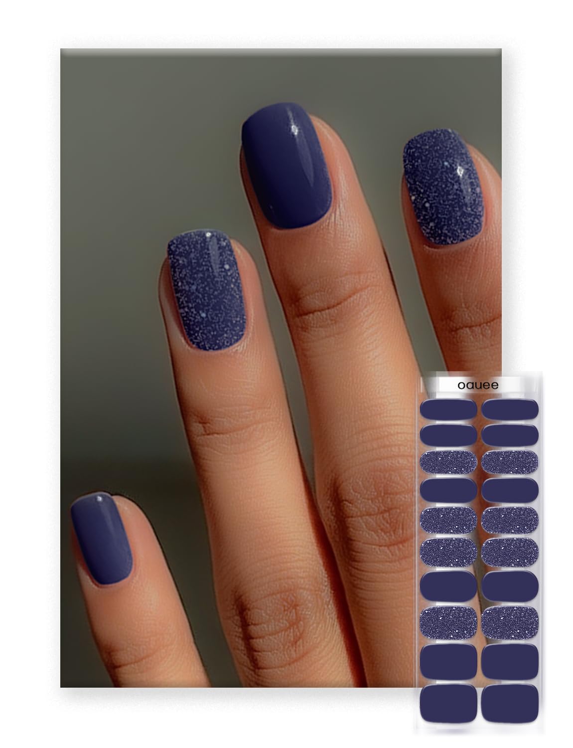 Oauee Semi Cured Gel Nail Strips | Built-In Gel Top Coat | UV Light Required | Salon Quality, Easy Application And Removal (Slate Sparkle)
