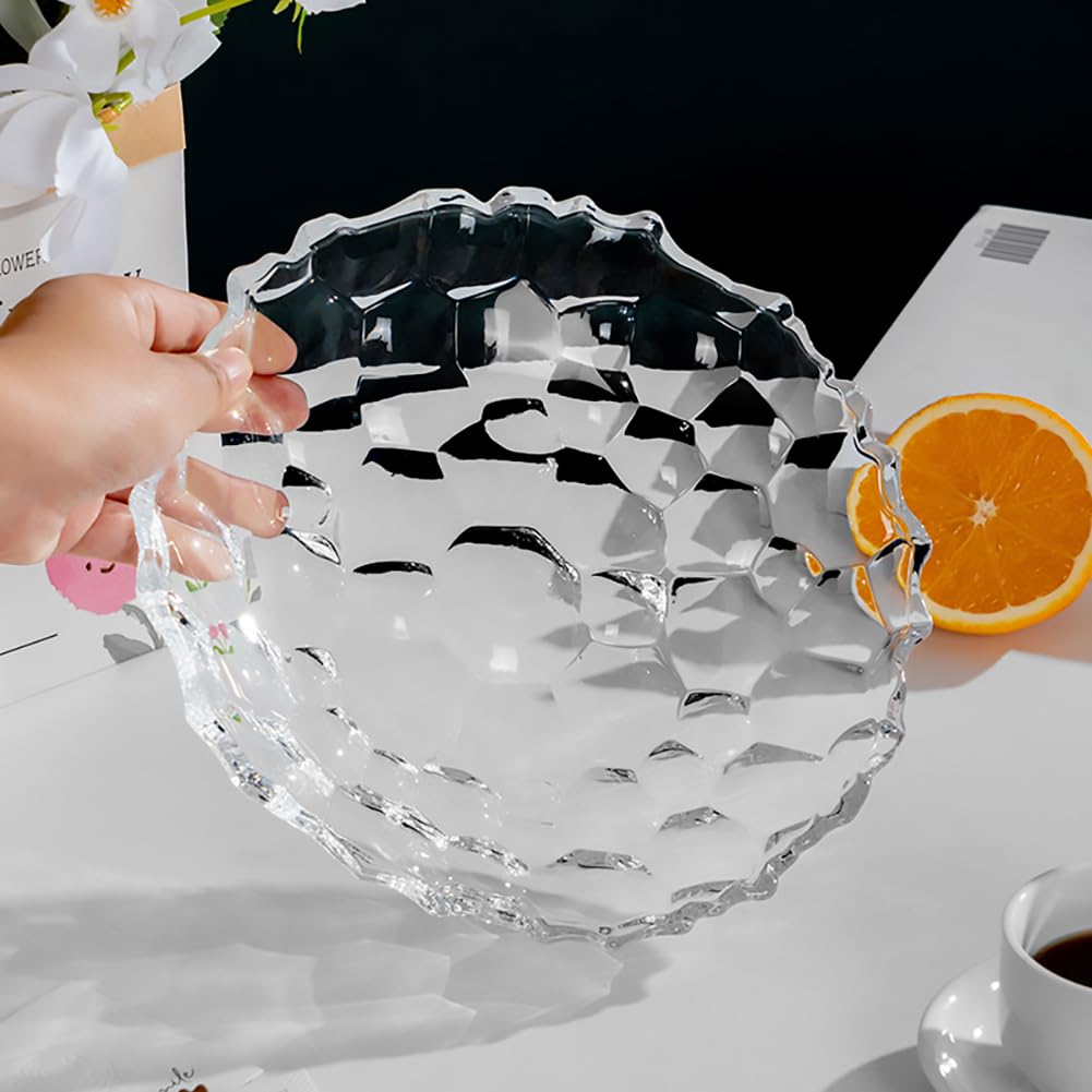 2 Pack Glass Fruit Bowl, Fruit Basket Holder, Crystal Fruit Bowl, Dessert Plate,Decorative Pedestal Bowl,for Table Décor for Home,Office, Wedding Decor, Fruit, Snack, Dessert (Large+Small,Clear)