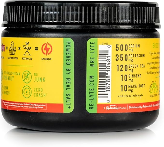 REDMOND Re-Lyte Energy Electrolyte Mix, Limeade, 8.9oz Jar