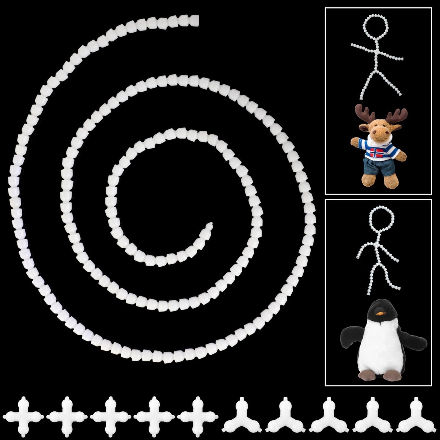 Tideme 170 PCS Doll Armature Set with X Y Connectors, Doll Skeleton 9 mm Flexible Ball Socket Joints, DIY Plastic Body Model Figure Frame for Stuffed Animals Bear Dolls