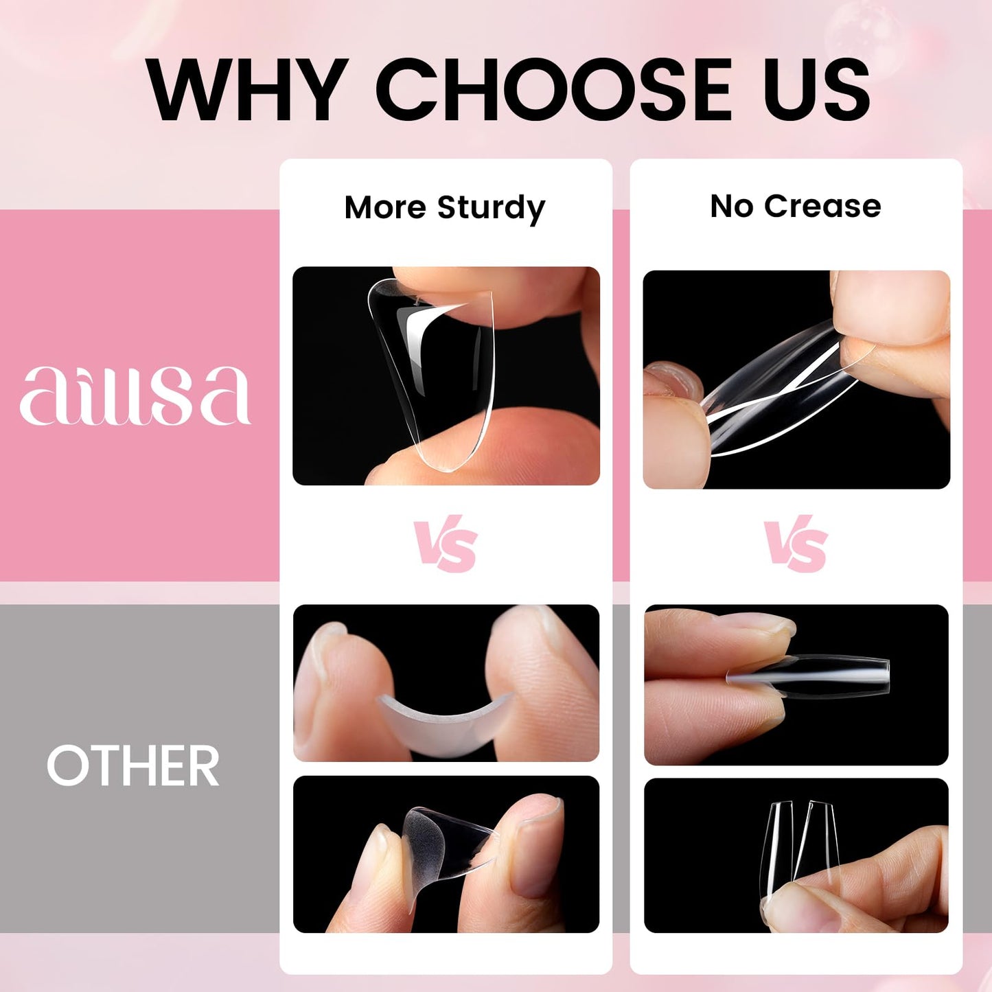 AILLSA Gel Nail Kit Medium Oval Nail Tips 224pcs, Solid Gel Nail Glue 30g for Acrylic Fake Nails, Gel Full Nail with Nail Lamp