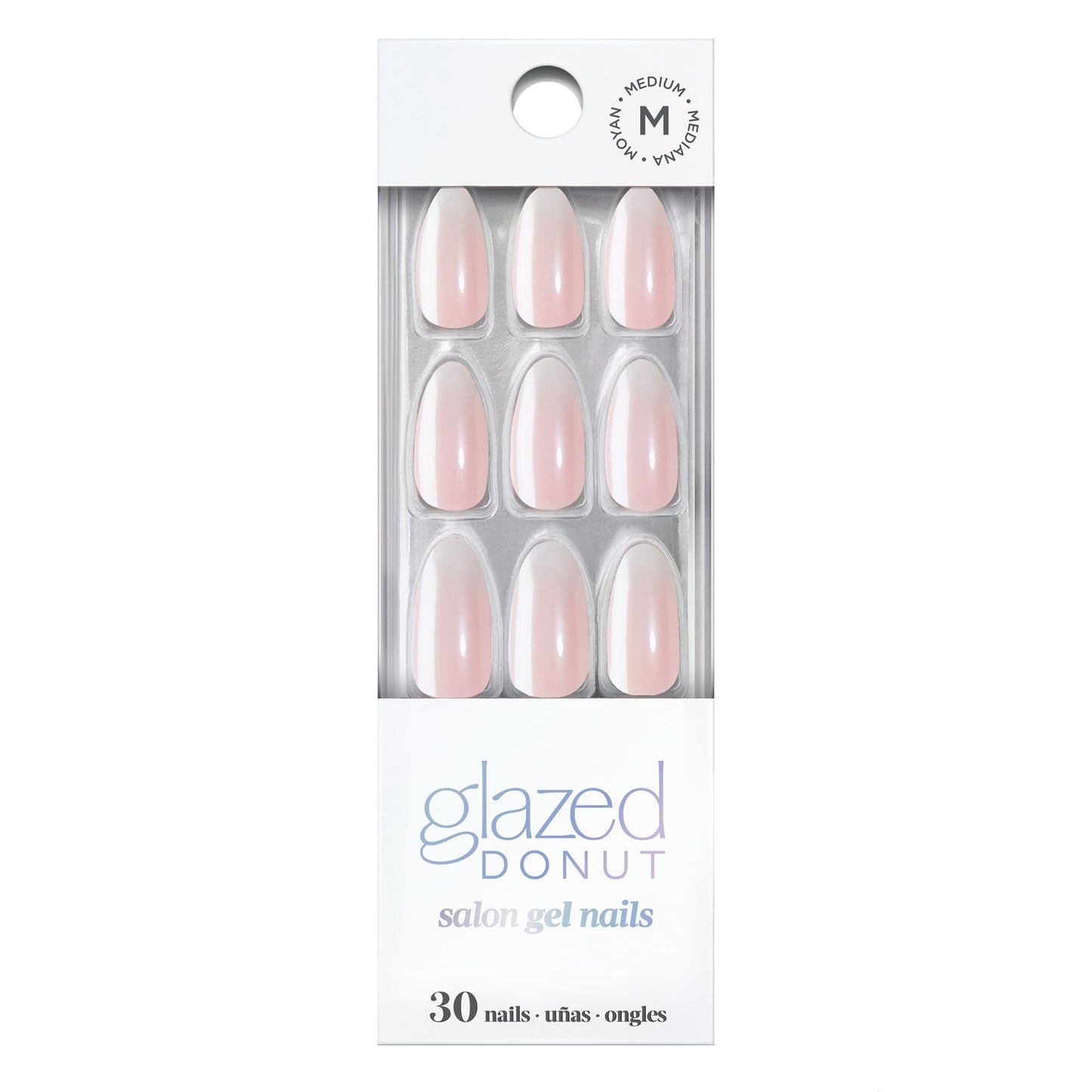 Dashing Diva Nailbliss Glazed Donut Gel Manicure Set - Rosewater Glaze - Salon Quality, Easy to Apply and Chip Resistant - Contains 30 Medium Length, Almond Shaped, Glue On Gel Nails