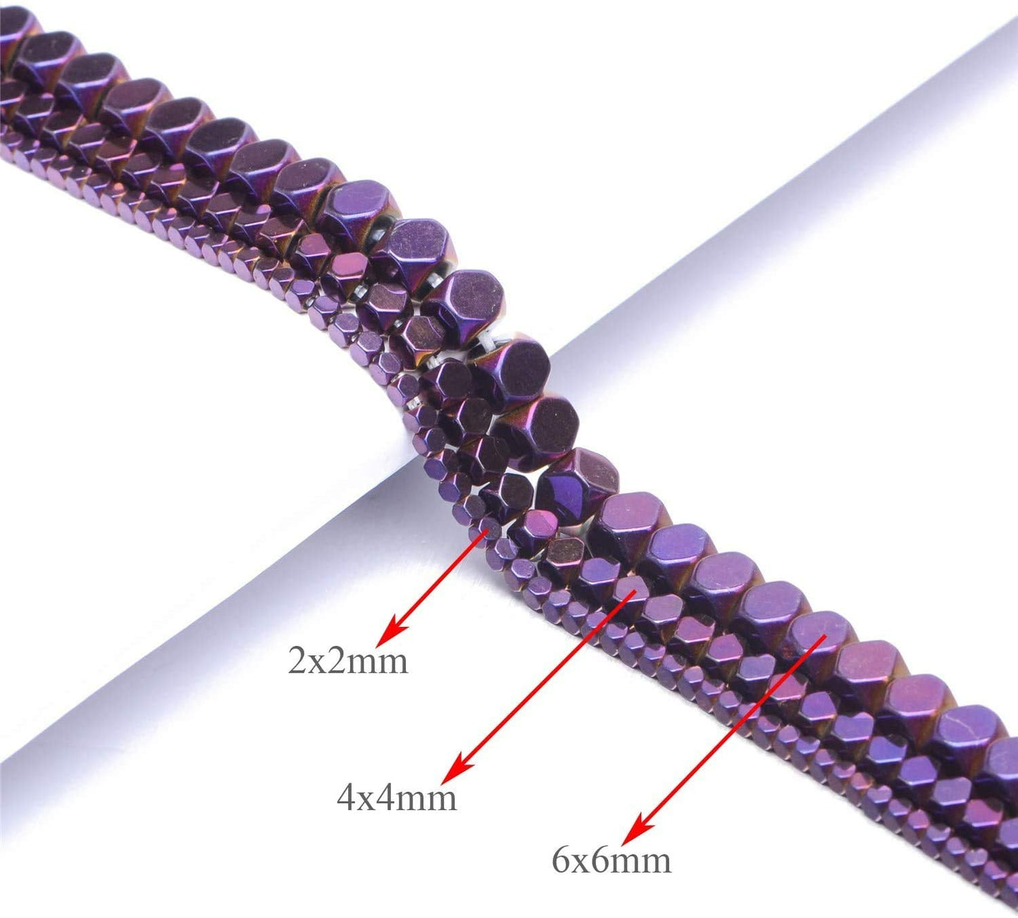AD Beads Natural Hematite Gemstone Faceted Square Cube Loose Beads 16" (6x6mm, Metallic Purple)