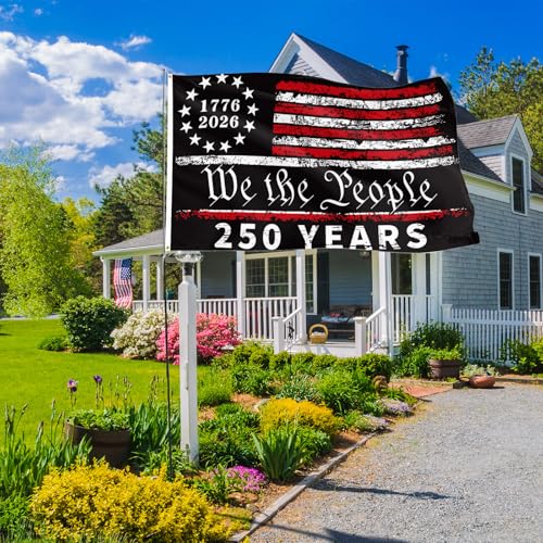 250 Anniversary Flag 3x5 Ft Double Sided 3 Ply 250 Years of Freedom We The People 1776-2026 Patriotic Signs Hanging Decor for Room House Welcome Photo Backdrop with Brass Grommets - style: Double Sided