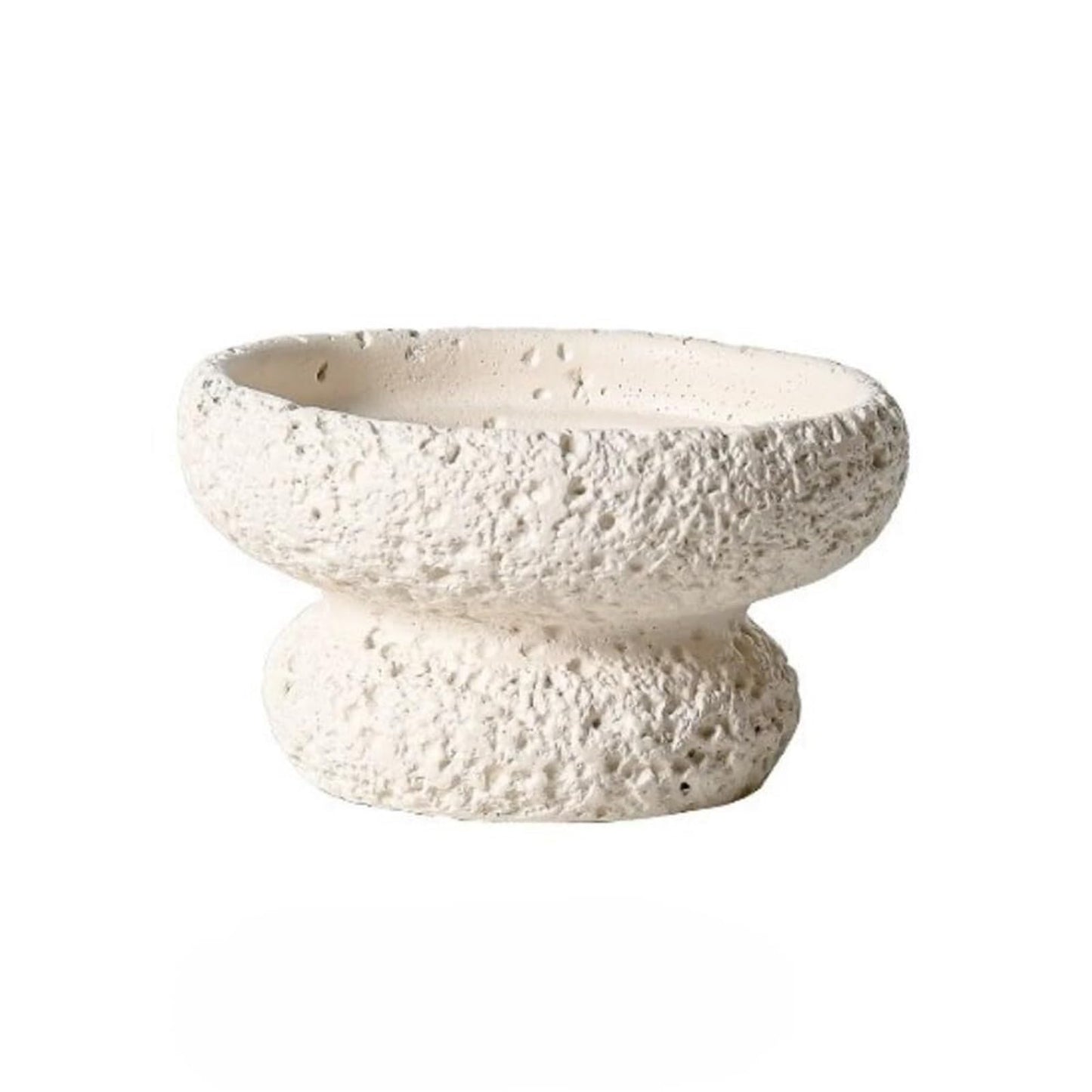 FXLTHIYBO Sleek Cement Creative Meteorite Pattern Flower Pot Planter Plants Flowers Bonsai Decoration for Indoor use(Ivory White,Large)