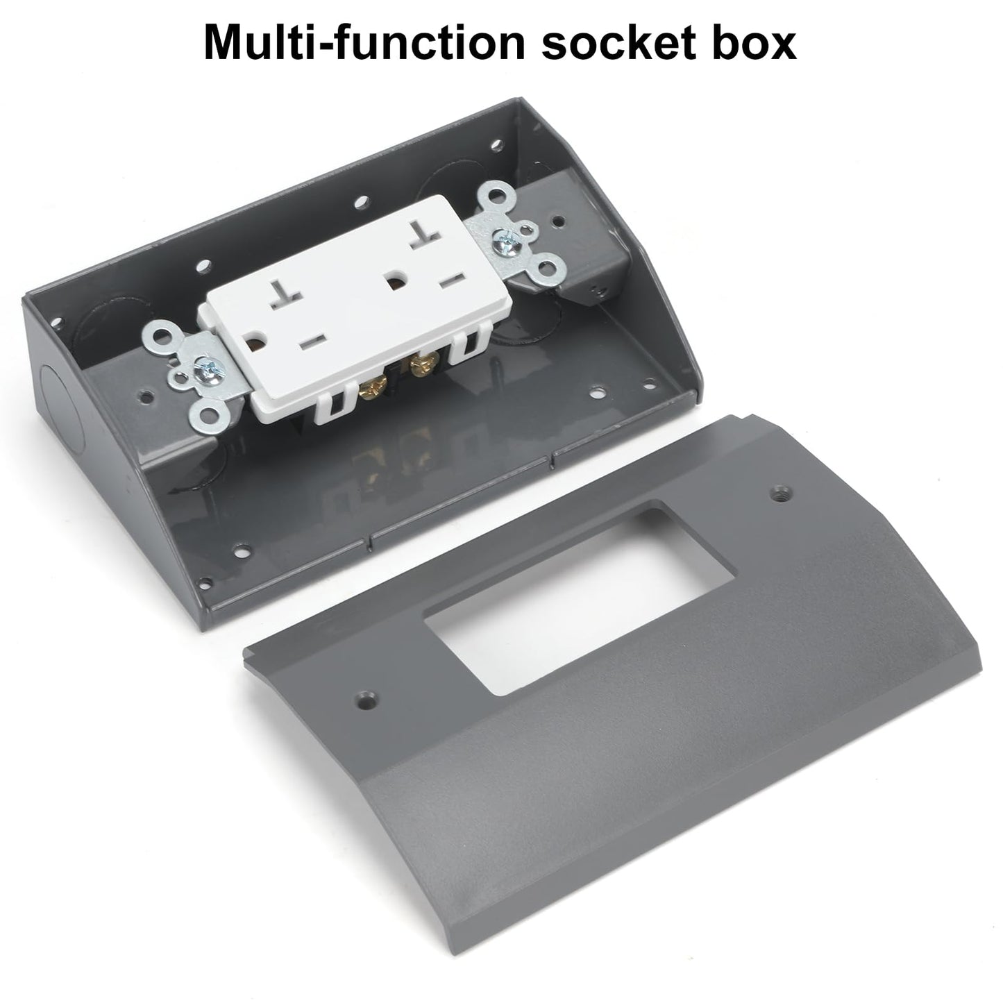 Under Cabinet Hidden Outlet Box – Slim Stainless Steel Design with Powder-Coated Finish, Easy to Install Electrical Solution for Kitchen, Garage, or Workspace