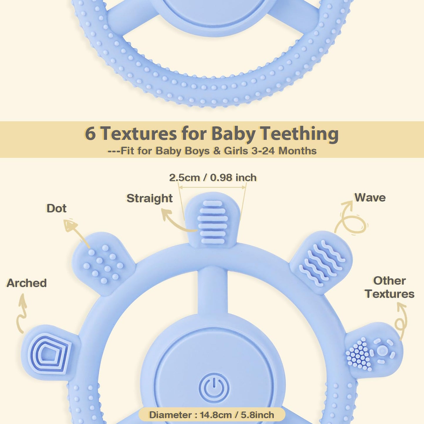 Vibrating Teether for Baby, Sensory Chew Toys for Autistic Children & Teething Toys for Babies 6-18 Months, USB Chargeable & 3X Vibration Settings. Toddler Travel Essential, Autism Sensory Products