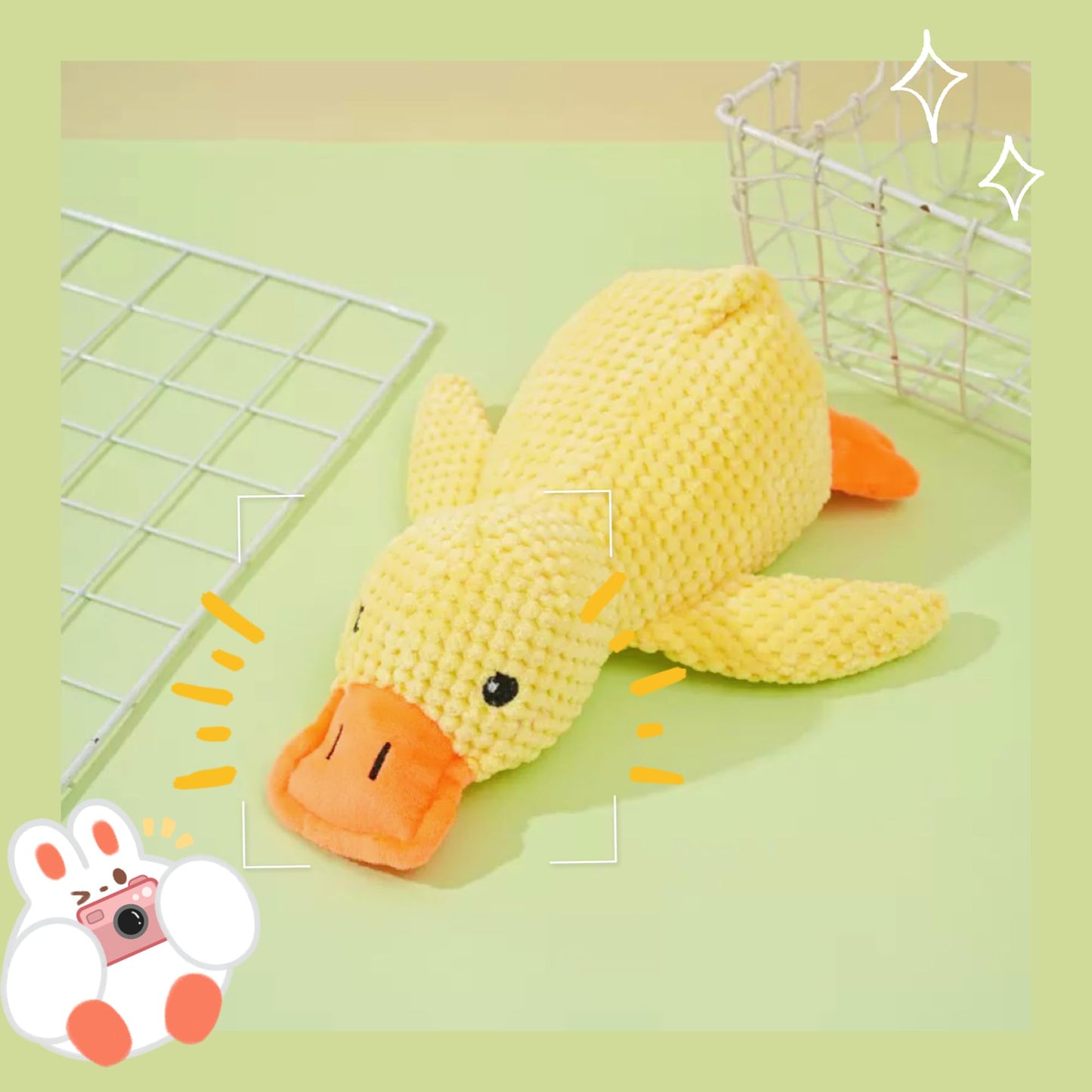 TRAVEYO Squeaky Plush Duck Dog Toys, Yellow Large 17.7-inch Chewable Stuffed Animal with Sound, Interactive Pet Toys（L）