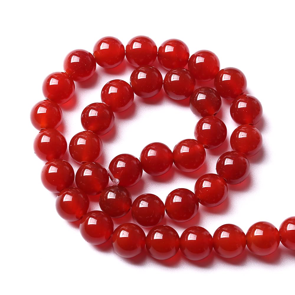 10mm 36pcs 7A Natural Red Agates Beads Round Loose Beads for Jewelry Making DIY Bracelet Necklace Energy Healing Power Stone Beads (Red Agate, 10mm)