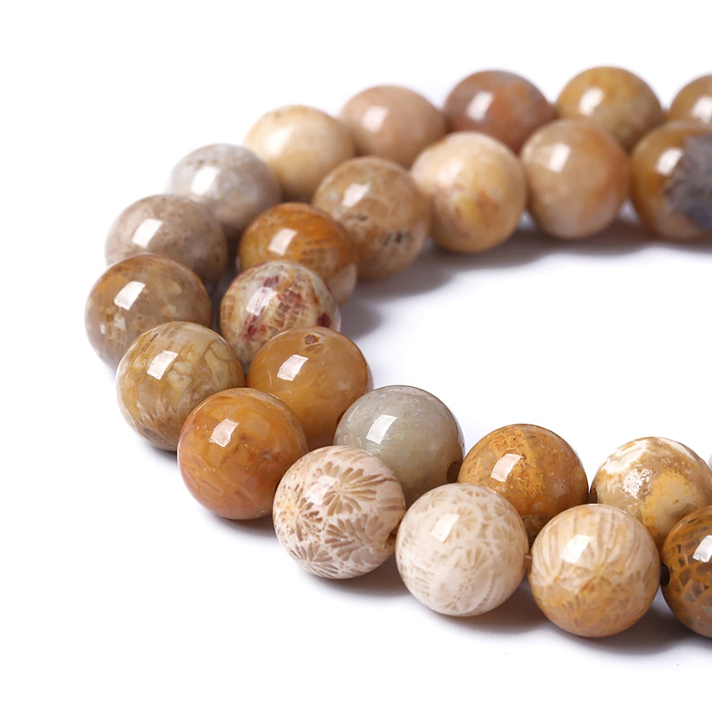 60pcs 6mm Natural Coral Jade Chrysanthemum Stone Beads Round Loose Beads for Jewelry Making,DIY Bracelet Necklace