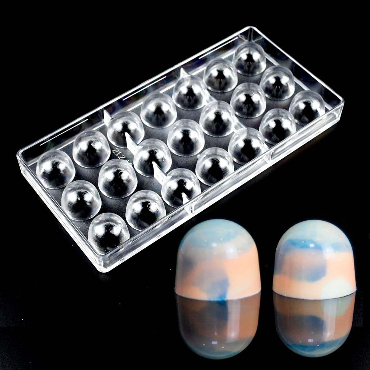 Polycarbonate Small Domed Bullet Shape Chocolate Mold, 21 Cavity (12g Each), Classic Candy Shape for Bonbons, Baking & Pastry Tool