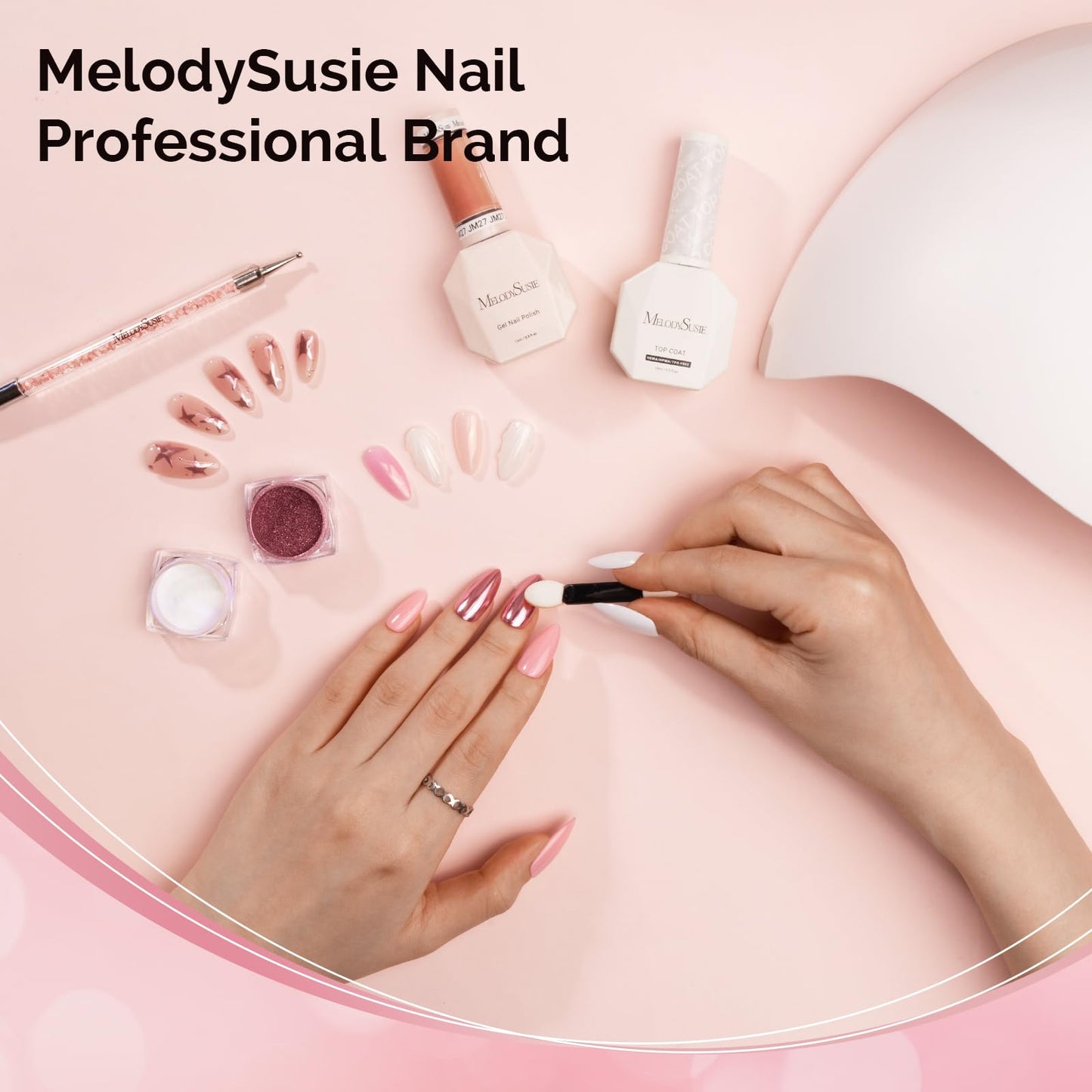 MelodySusie 9Pcs Chrome Nail Powder for Gel Nails,Metallic Mirror Effect Pigment Stylish and Technological Fine Glitter for Home DIY Salon Use