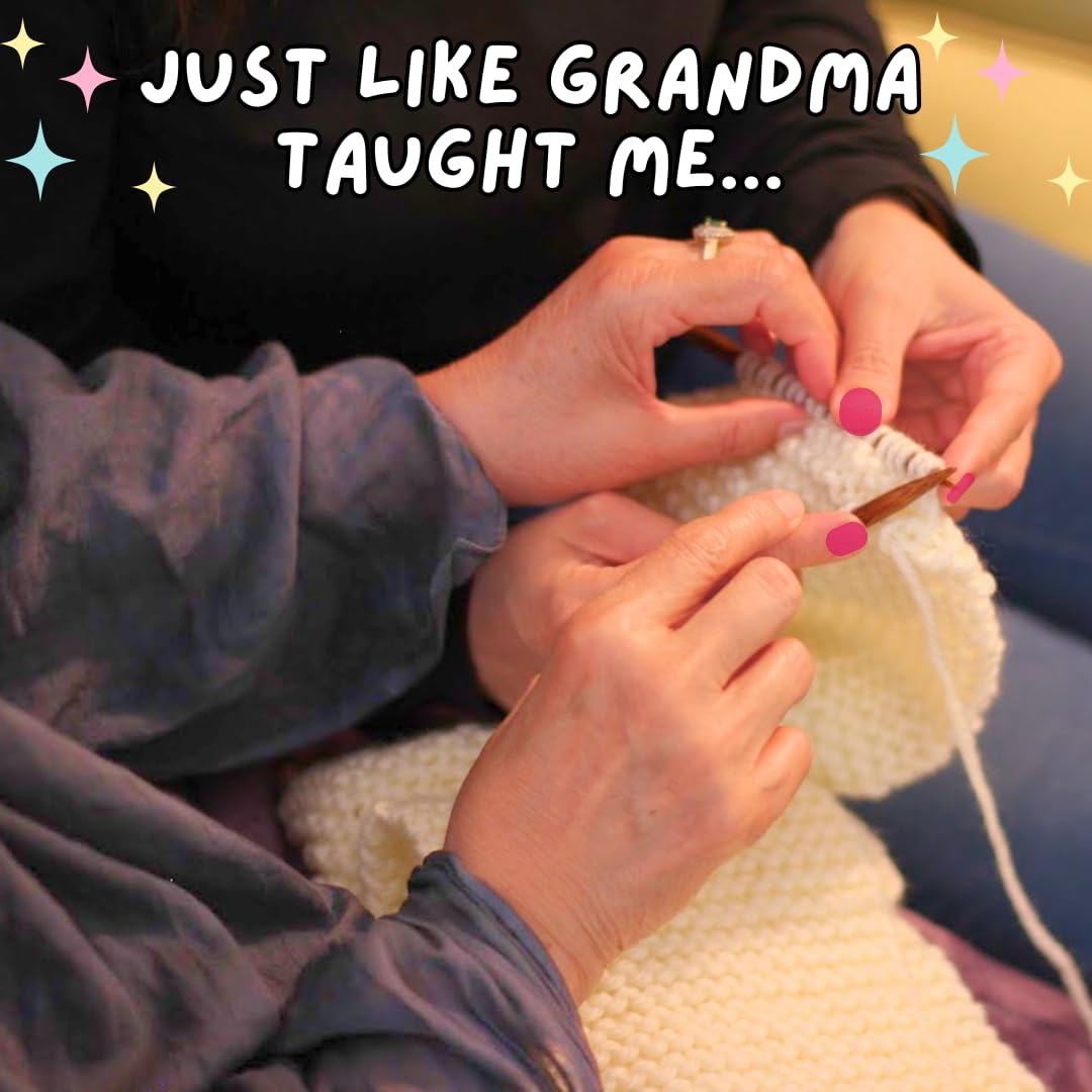 MaconGoods Grandma's Knitting Kit - Complete Knitting Kit for Beginners - Includes Beginner Yarn, Bamboo Needles, Video Tutorial, and Written Guide & More - Easy Learn to Knit Kit