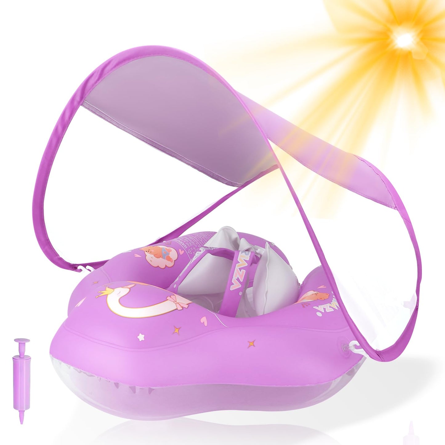 WYRIAZA Baby Float with Canopy Baby Pool Float with Canopy Toddler Swimming Float for Pool 12-24 Months Toddler Swim Float Infant Pool Floats 3-6 Months