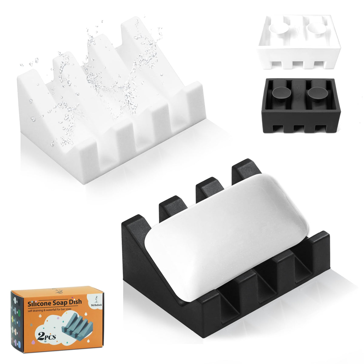 Silicone Soap Dish Self Draining with Suction Cups