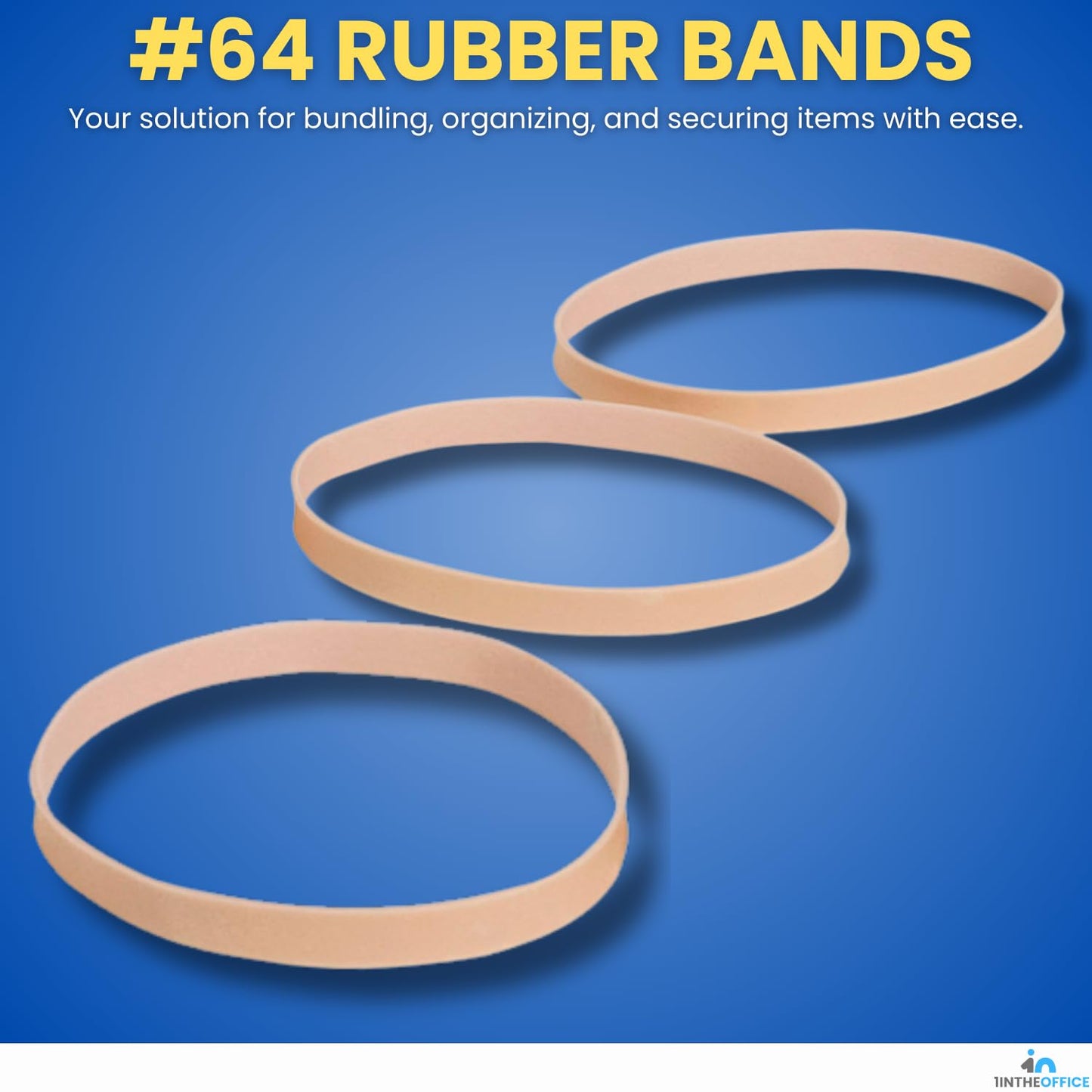 1InTheOffice Thick Heavy Duty Rubber Bands, Beige, Size 64, 380 Pack
