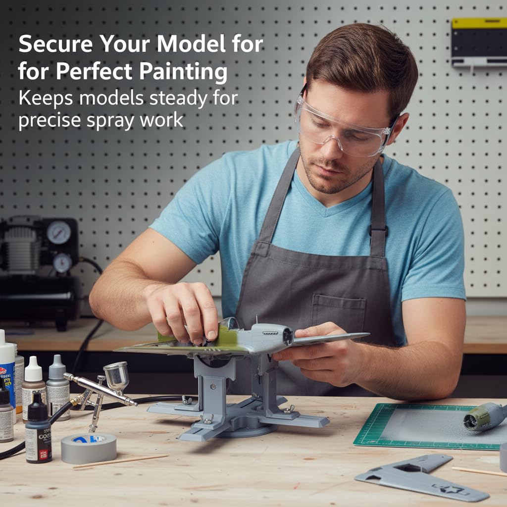Stand for Model Airplanes for Display Making and Painting,Model Building Berth jig,Tray for Part of 1/72, 1/48(Grey+Swivel Base)