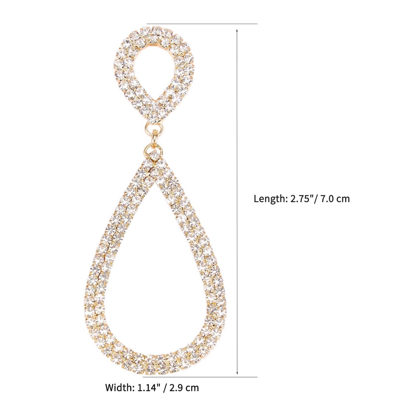 Legitta Rhinestone Teardrop Long Drop Earrings Cubic Zirconia Statement Geometric Dangle with Studs for Women Wedding Jewelry