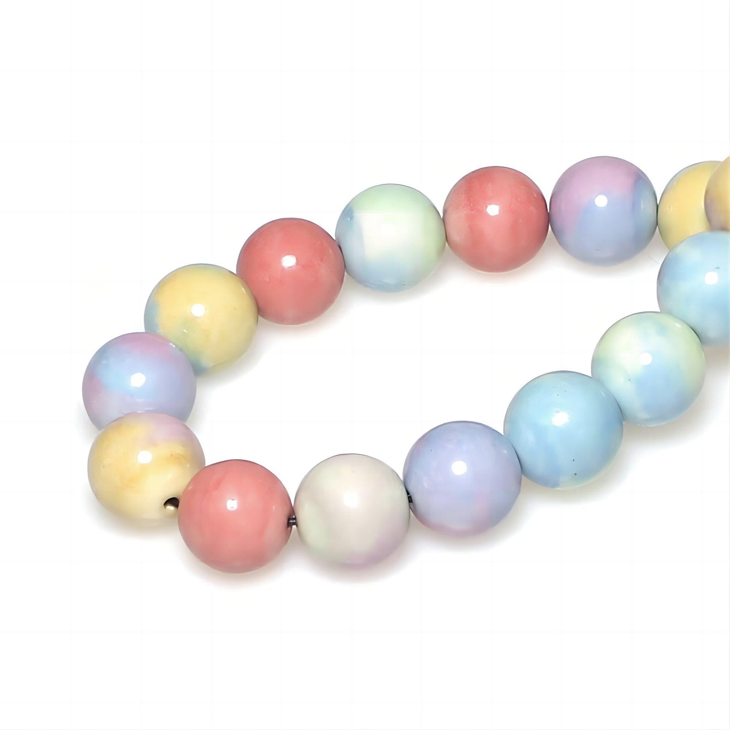 MJDCB Natural Stone Beads 8mm 43pcs Round Rainbow Stone Loose Gemstone Bead Charms for Jewelry Making Bracelet Necklace Earring Pendant