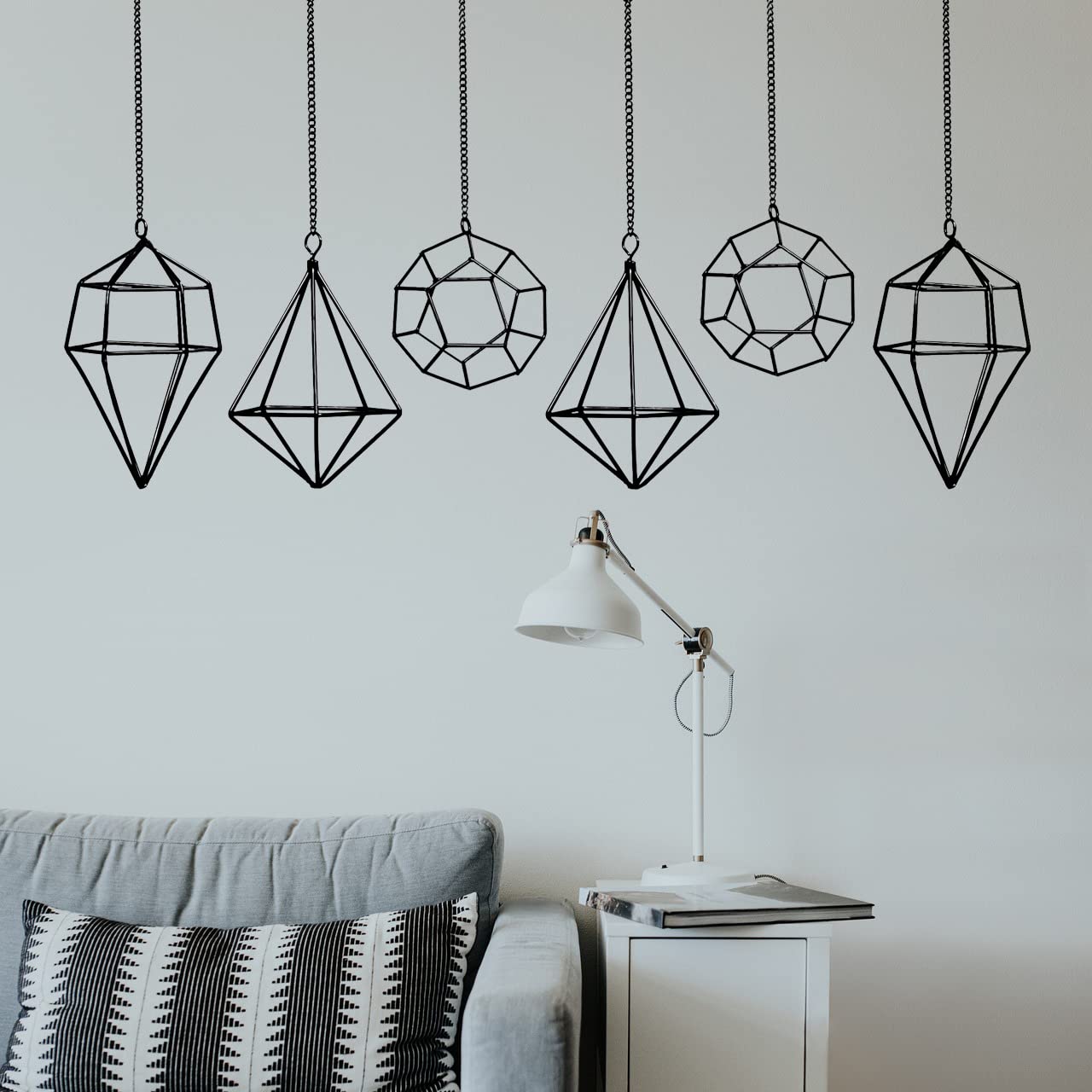 libproqia 6 Pack Geometric Air Plant Holders for Wall Hanging, Black Metal Tillandsia Decor for Boho Home, Office & Shelf Styling