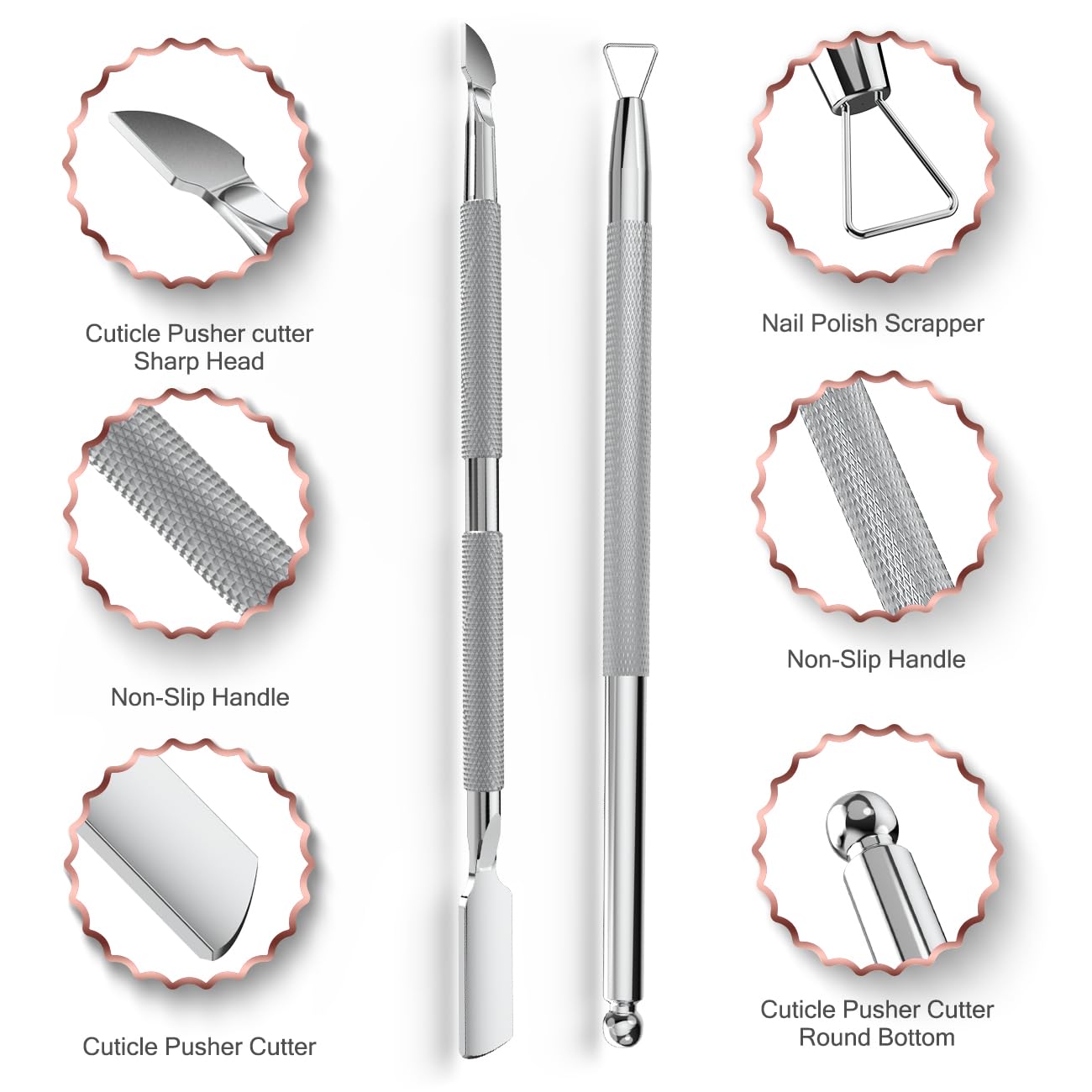 Cuticle Trimmer with Cuticle Pusher and Cutter Cuticle Nippers & Cutter Set, Professional Stainless Steel Cuticle Cutter Manicure Tools For Precise Nail Care Fingernails & cuticle scissors 5 Piece Set