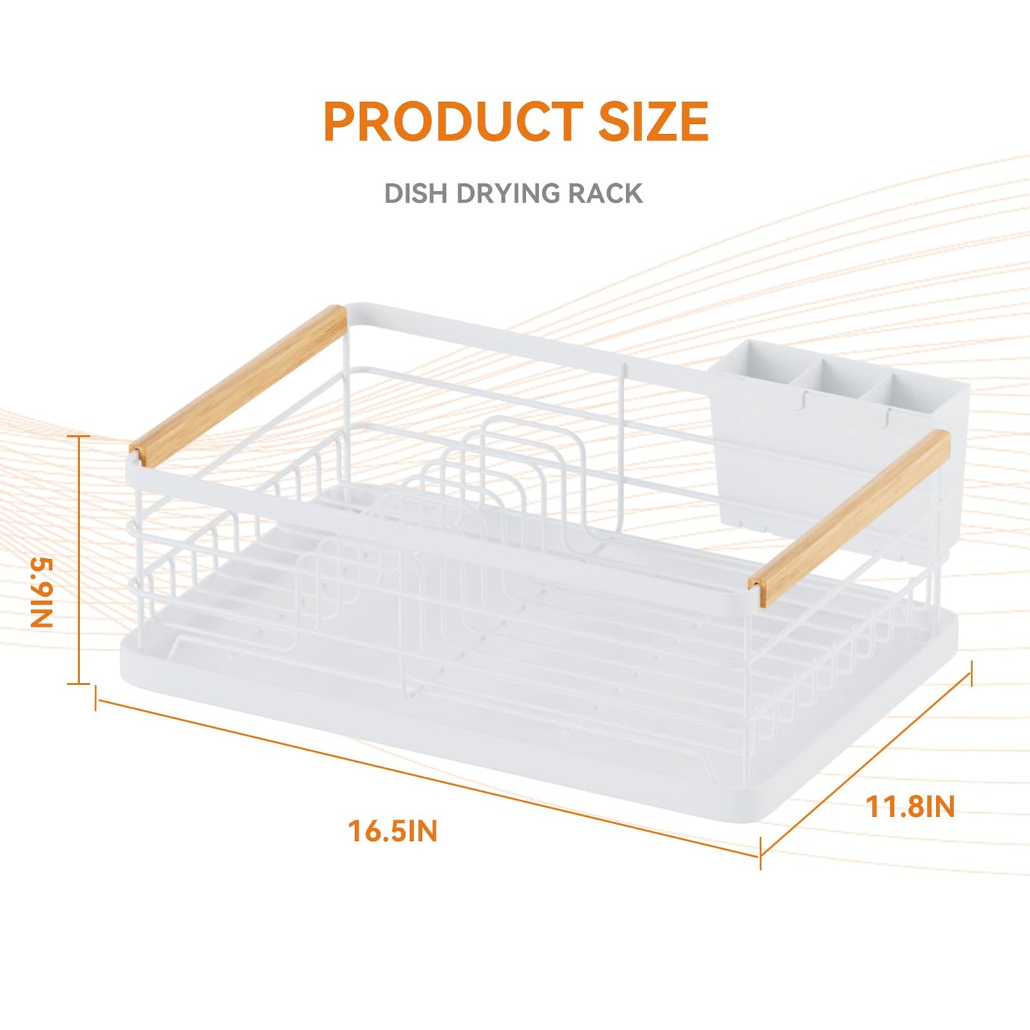 BRIAN & DANY Dish Drying Rack, Dish Racks for Kitchen Counter, Stainless Steel Dish Drainer with Removable Cutlery Holder & Drainboard, White