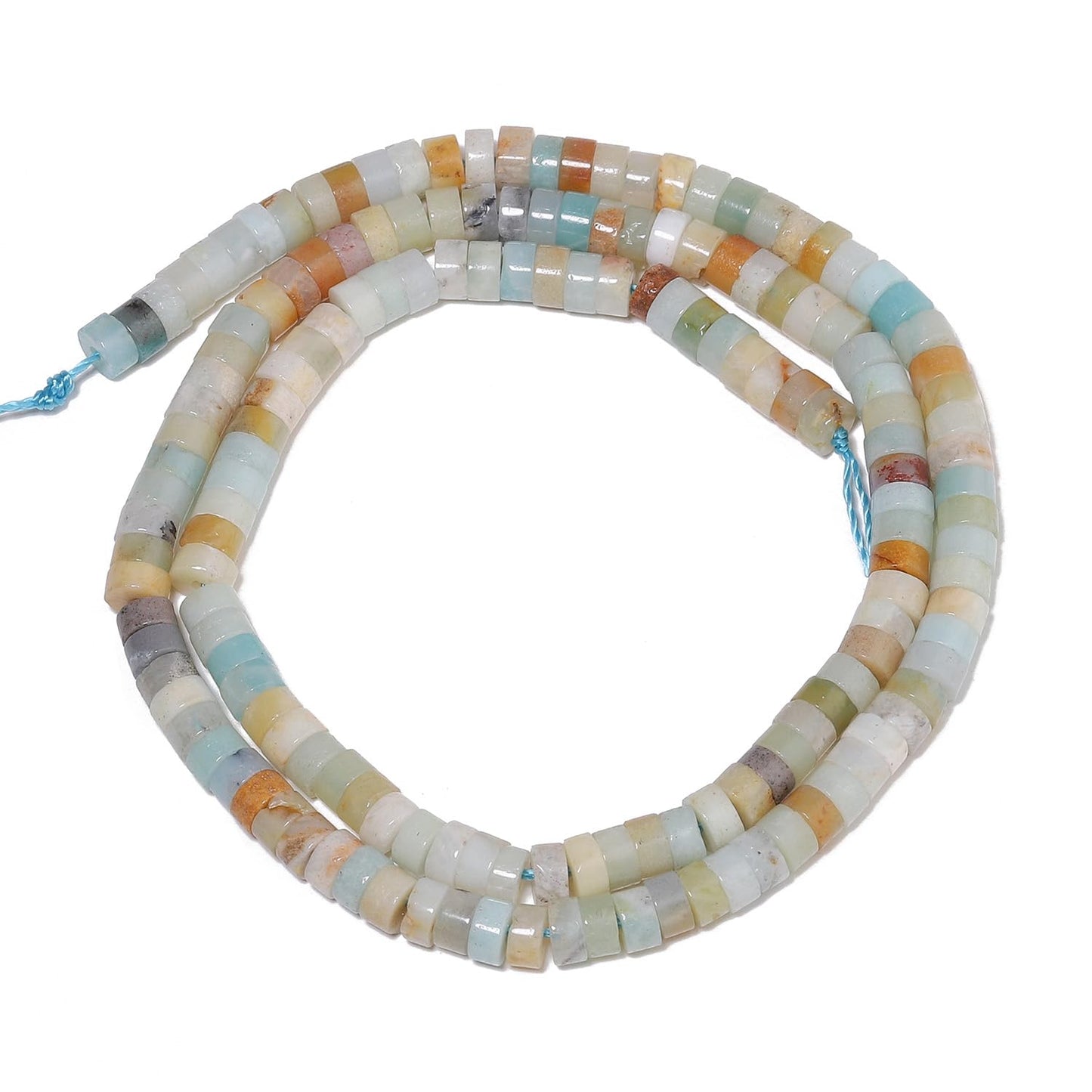 NITOPUPU 150Pcs 4×2mm Natural Amazonite Spacer Stone Beads for Jewelry Making Supplies, Loose Semi Flat Round Gemstone Tube Beads for Bracelets DIY Crafts