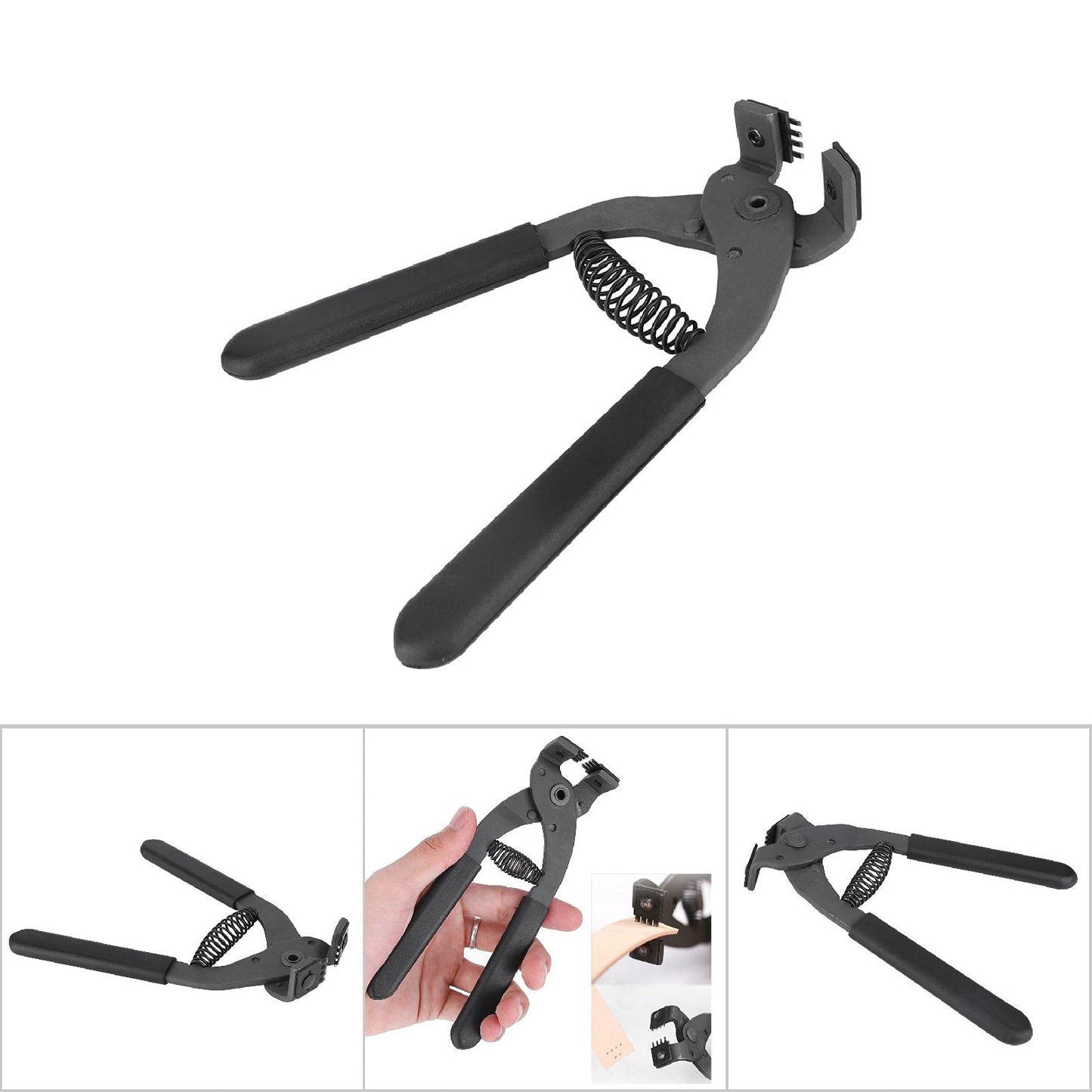 Leather Punch Tool Silent Pliers, 6.7in Handheld Leather Hole Punch Tool with 0.15in Head, DIY Leather Art Craft Hole Punch Stitching Hand Pliers for Belts Straps Saddles Shoes (4mm-4 Teeth)