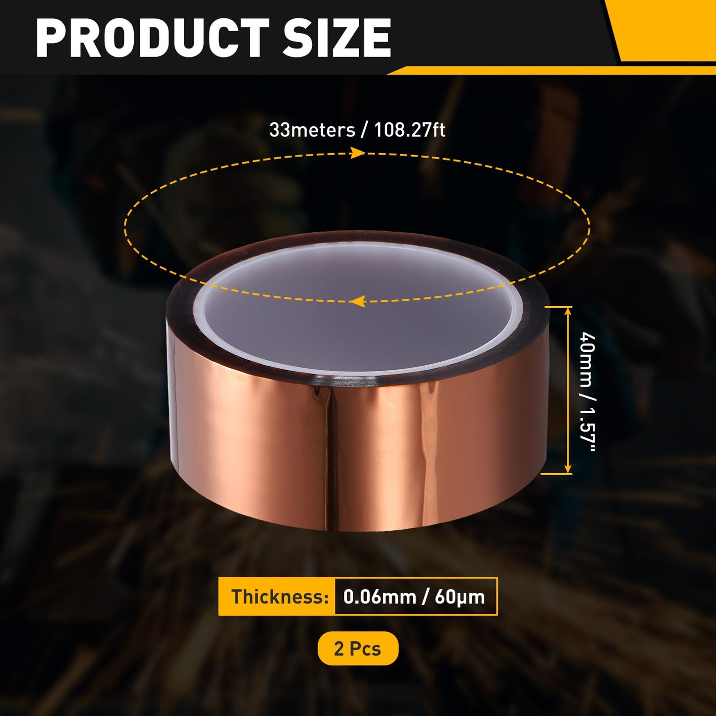uxcell 2 Rolls Heat Tape, 40mm x 33m (108ft) Polyimide Heat Transfer Sublimation Tape No Residue High-Temperature Resistant Tapes for Heat Press Soldering Circuit Board, Brown
