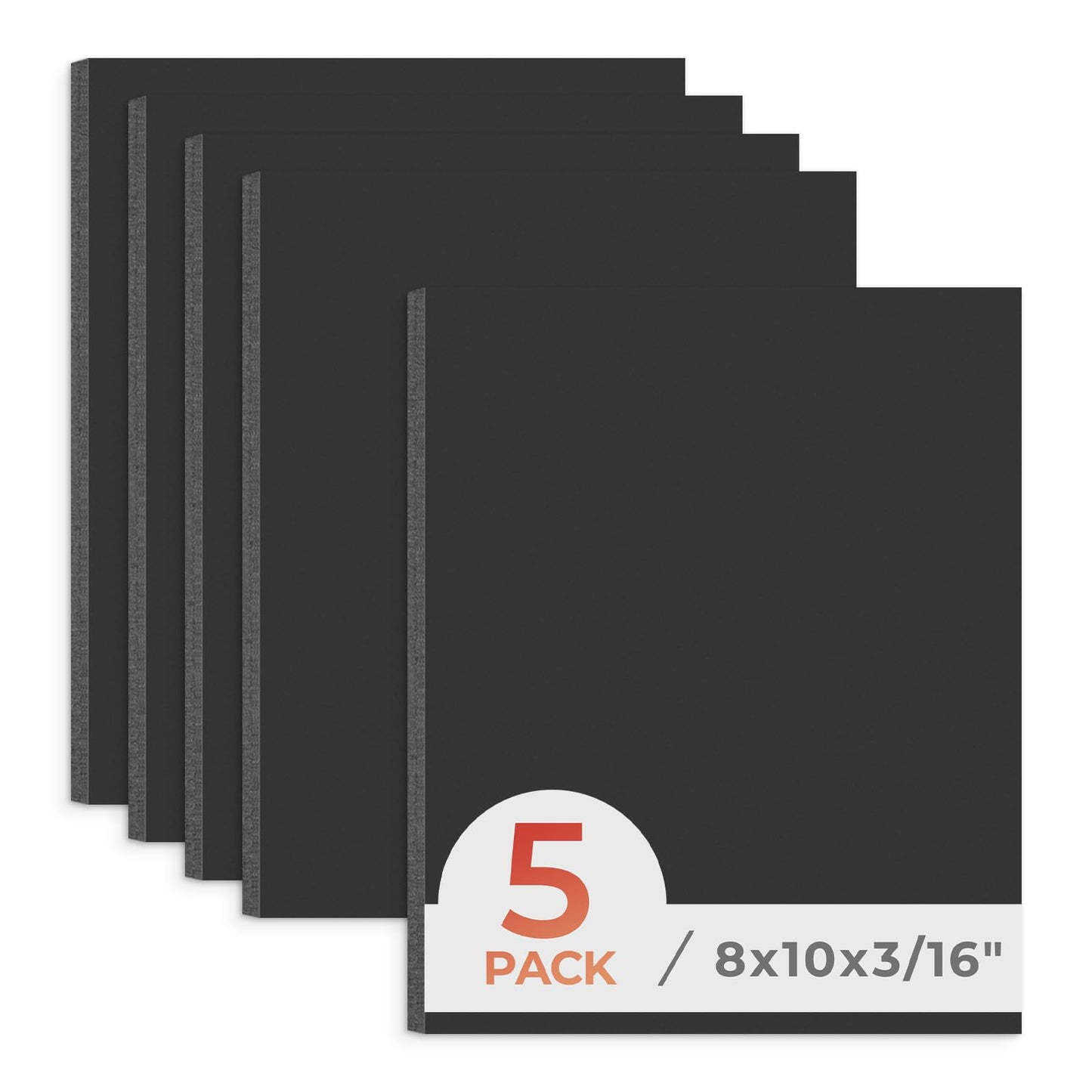 Frametory 5 Pack 8x10 Foam Core Boards 3/16" Thick Black Acid-Free Sheets for Crafts, Framing & Presentation Backing