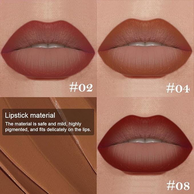 3Pcs Gradient Matte Lipstick Crayon Lip Liner pencil, Flawless Contour Gradual Ombre Effect lip Pencil, for Women Long Lasting Waterproof Smudge Proof Lipstick Pencil 02#+04#+08#