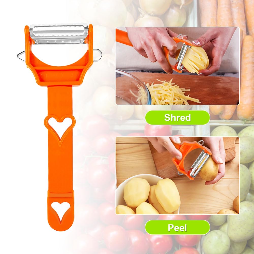 Casbomy Multifunctional Kitchenware Set, 3-in-1 Peeler Multifunctional Single Blade Peeler, Lemon Squeezer Potato Peeler, Multi Cutter and Julienne Set with Grating Plate Great for Fruit and Vegetable