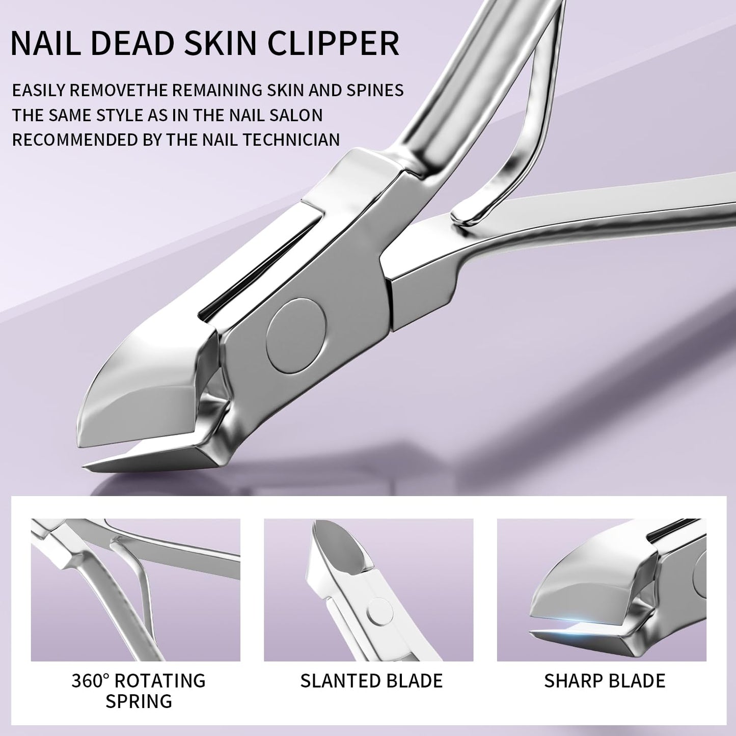 ZIZZON Nail Clippers Kit Manicure Pedicure Set with Holographic Case(Purple)