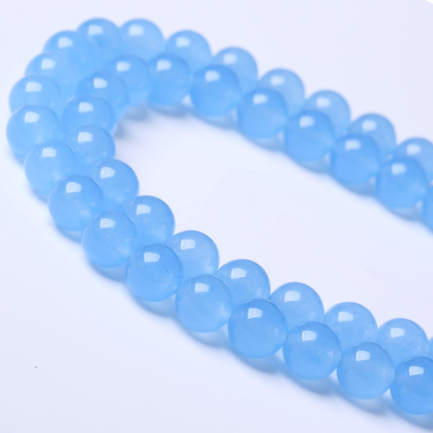 10MM Blue Chalcedony Round Loose Beads Natural Gem Beads Crystal Energy Stone Beads for Jewelry Making DIY Bracelet Necklace