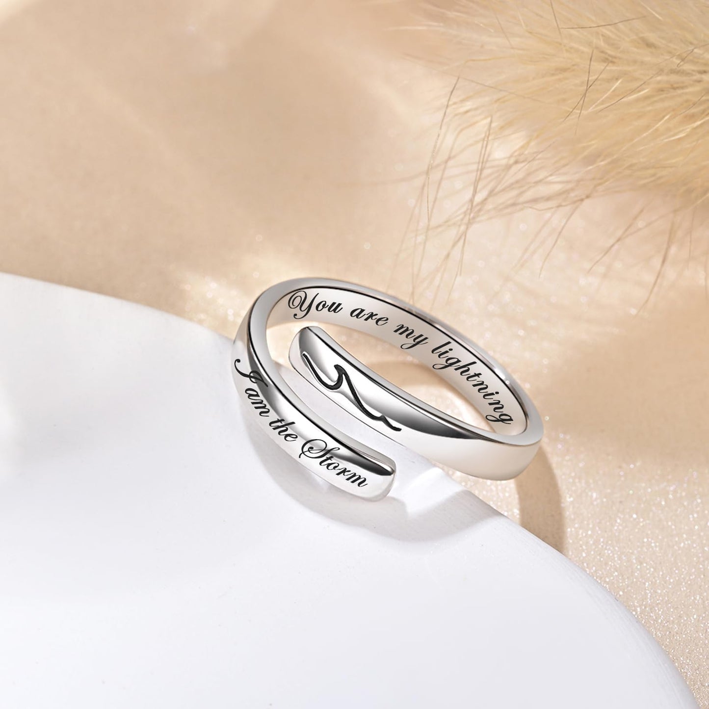 S925 Sterling Silver Inspirational Jewelry Rings Adjustable Ring Personality Encouragement Gift for Teens Women