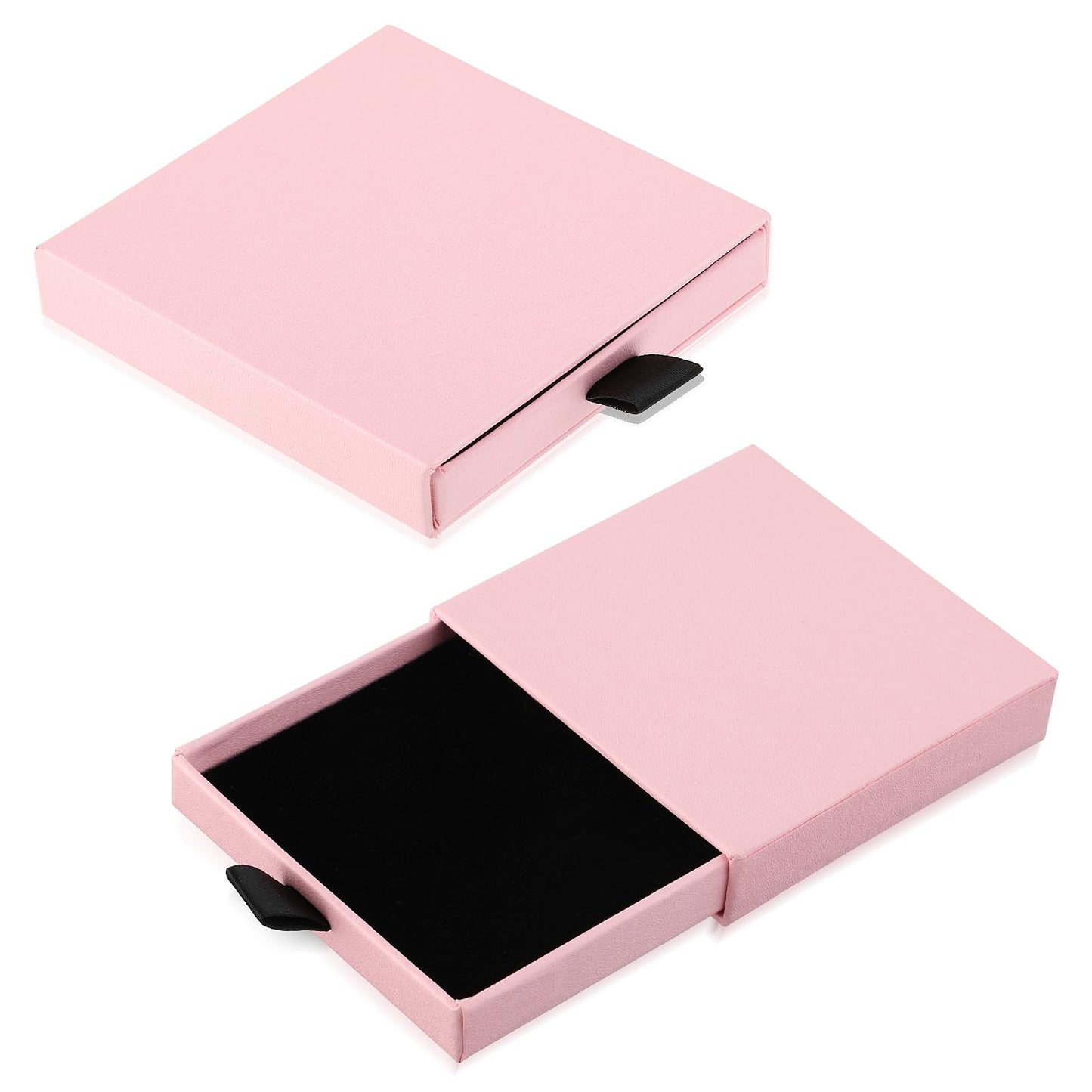 Yolev 2Pcs Jewelry Gift Box Cardboard Jewelry Box Square Necklace Earring Bracelet Gift Boxes Organizer Storage Boxes for Jewellery (Pink)